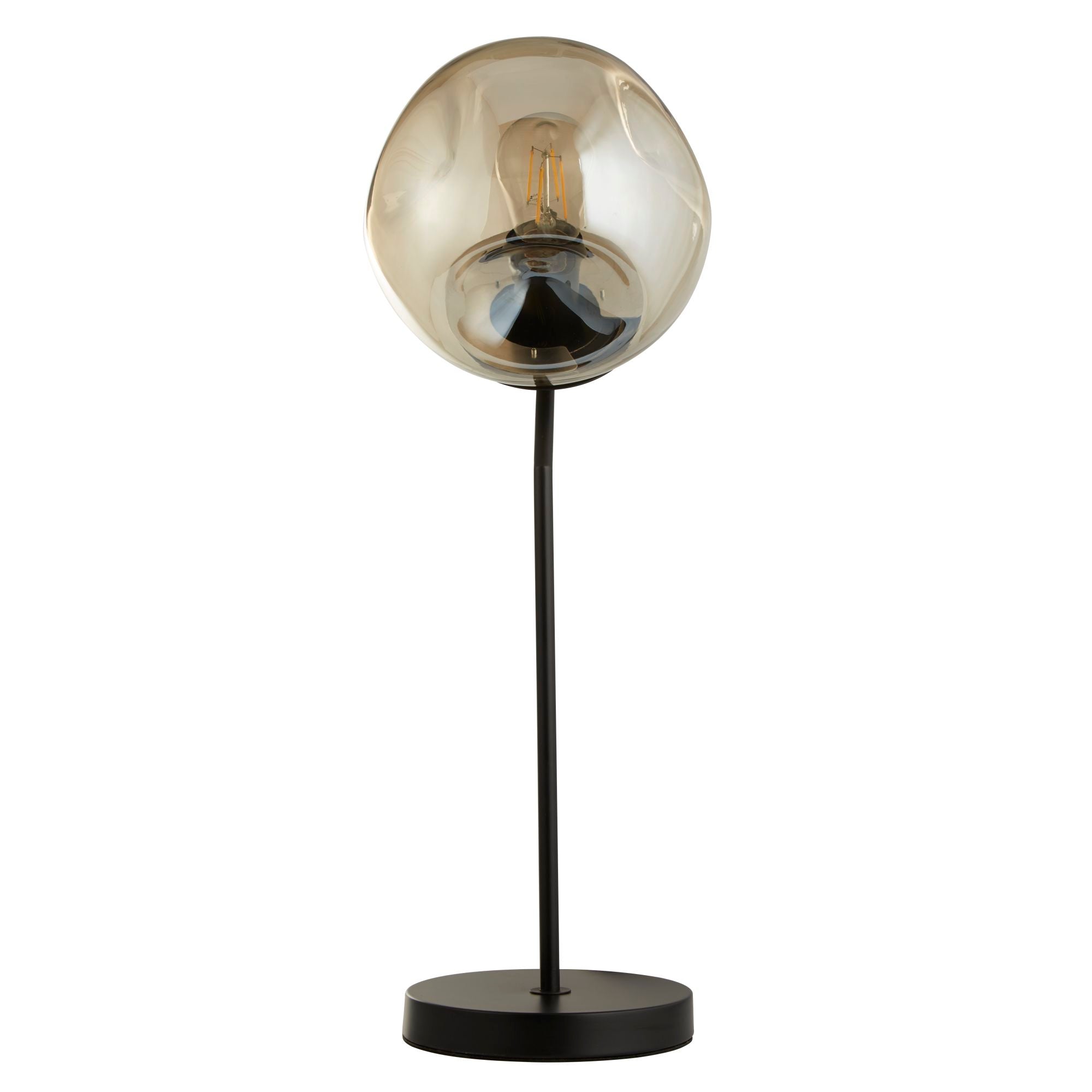 Punch Table Lamp - Black Metal & Champagne Punched Glass