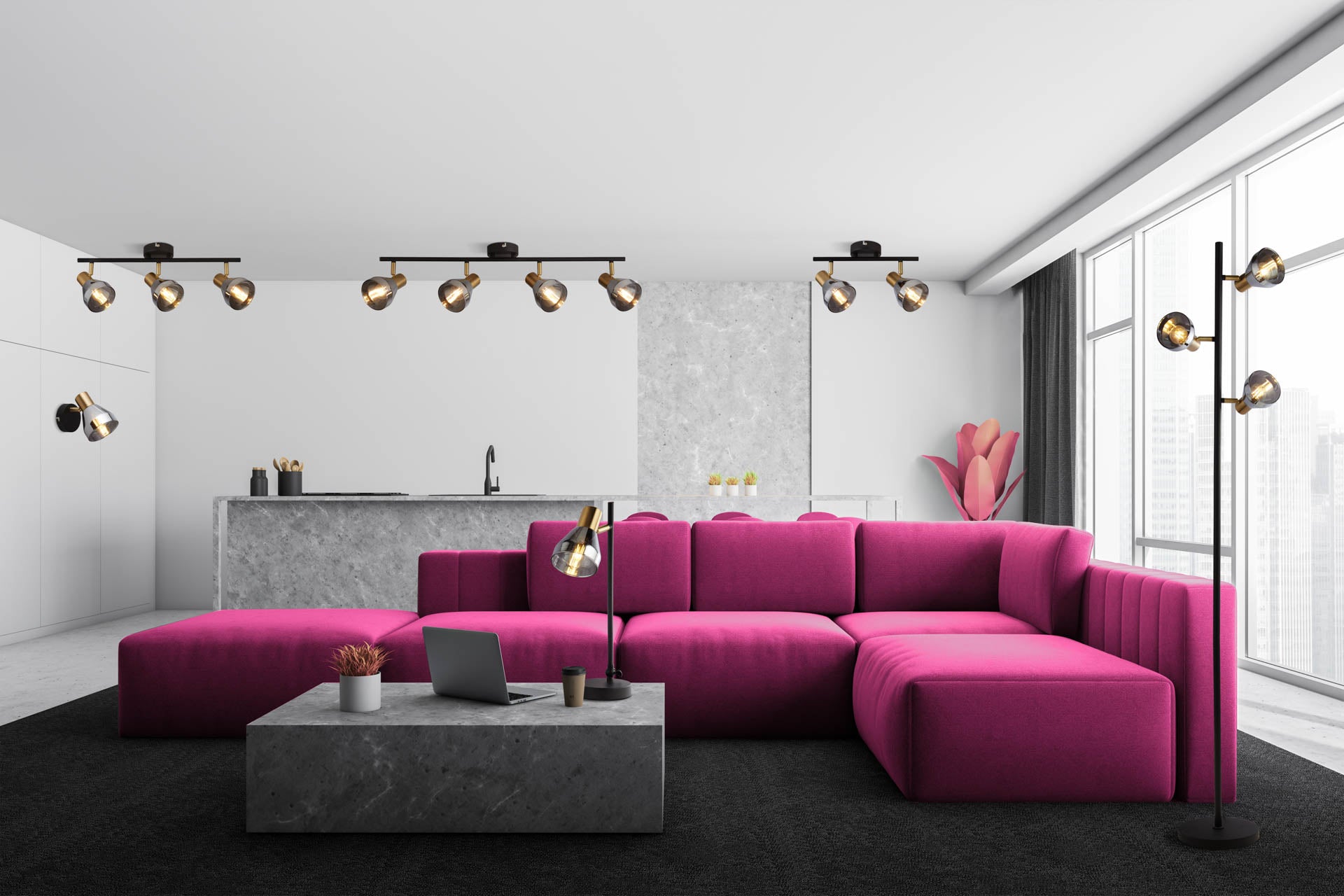 Westminster Spotlight - Black, Satin Brass Metal & Smoked