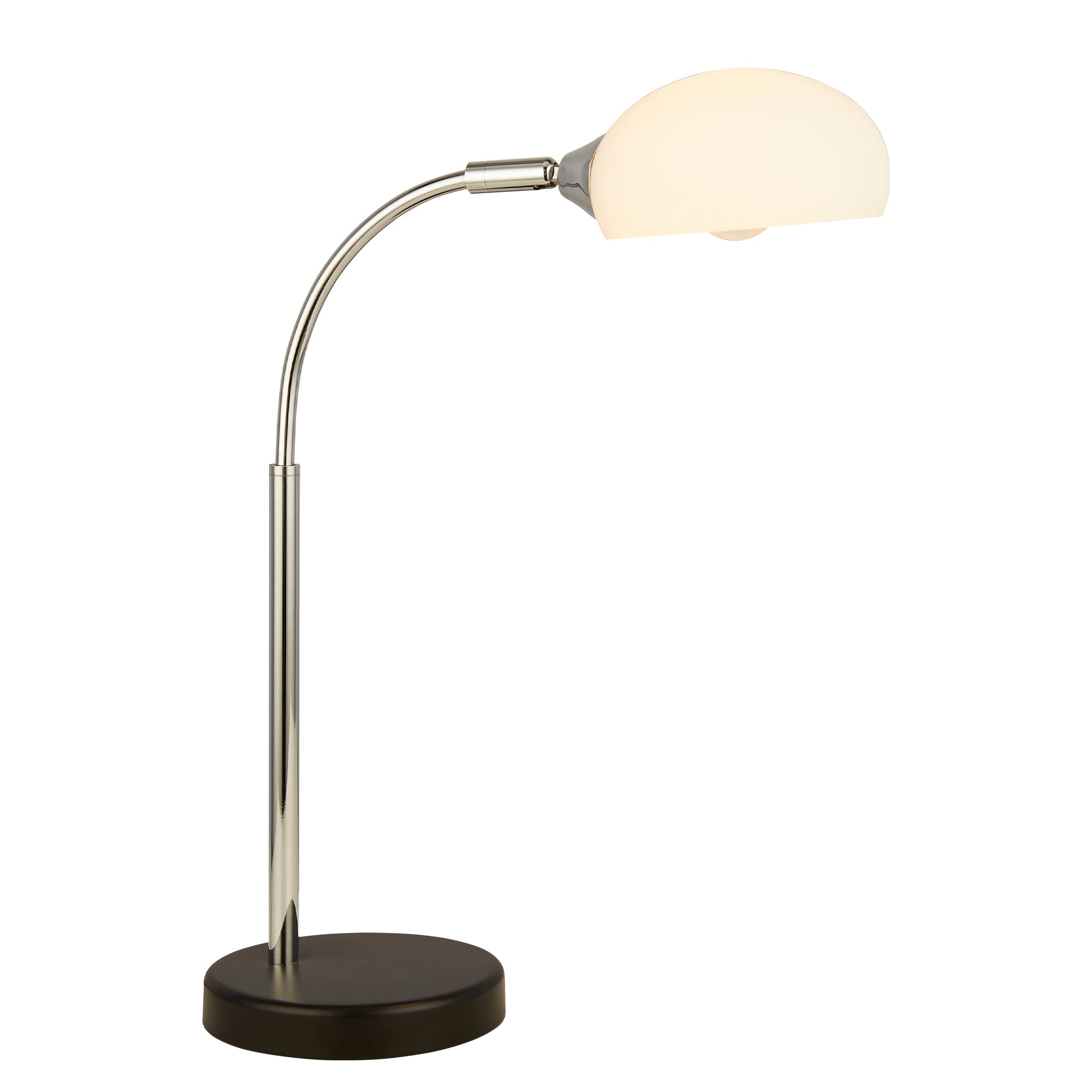 Astro Table Lamp - Black & Chrome Metal & Opal Glass Shade Chrome, White and Opal White