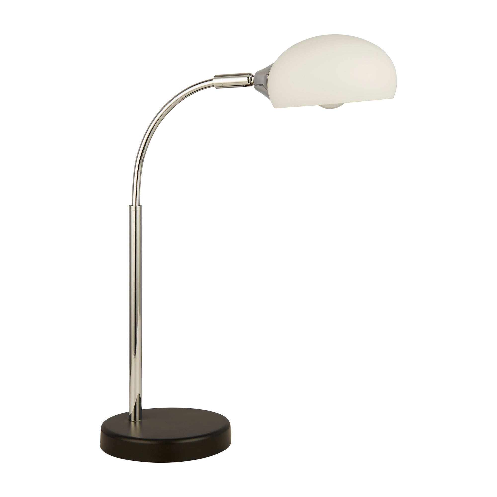 Astro Table Lamp - Black & Chrome Metal & Opal Glass Shade Chrome, White and Opal White