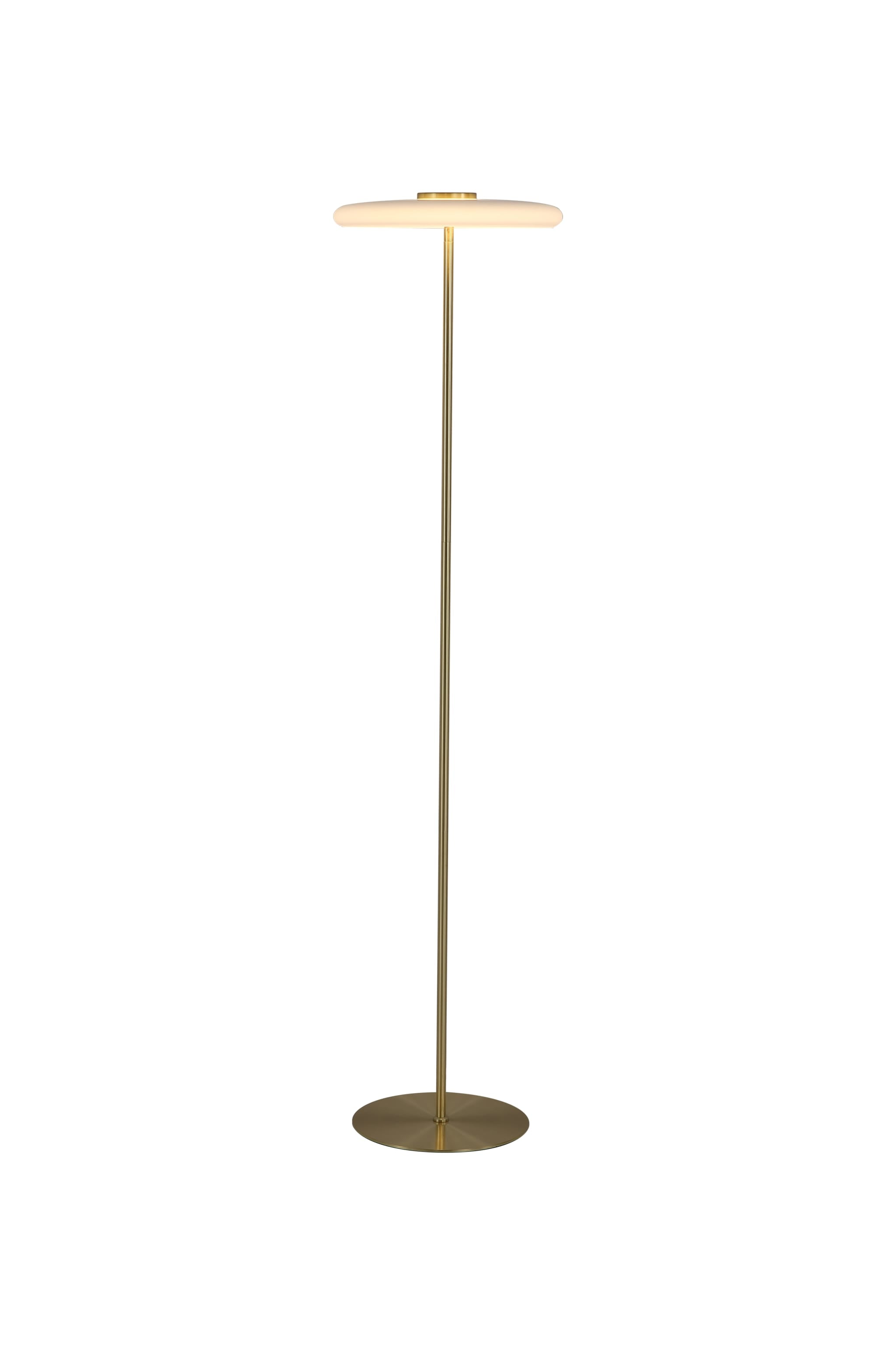 Record 1Lt Floor Lamp, Gold Metal with White Glass