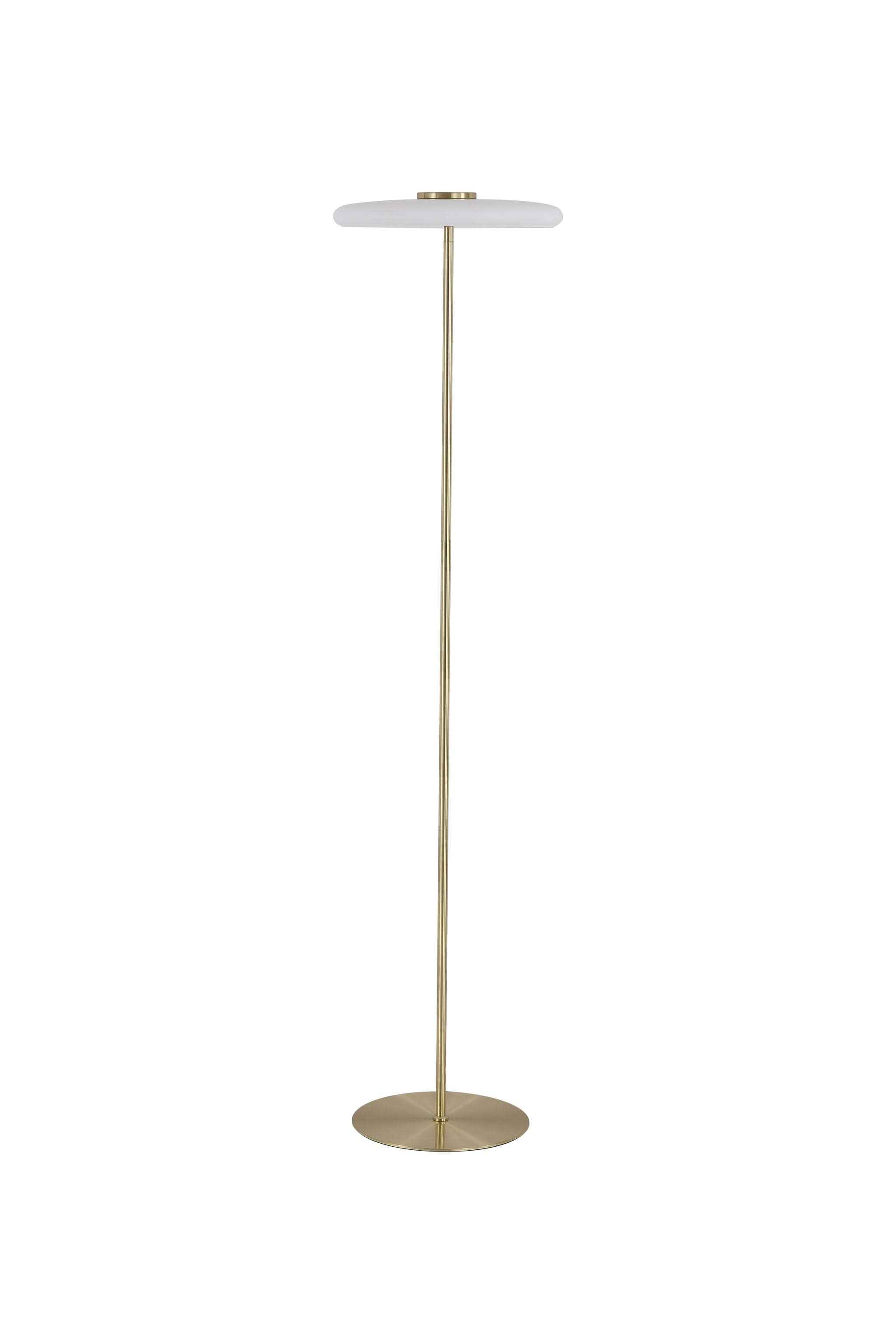 Record 1Lt Floor Lamp, Gold Metal with White Glass