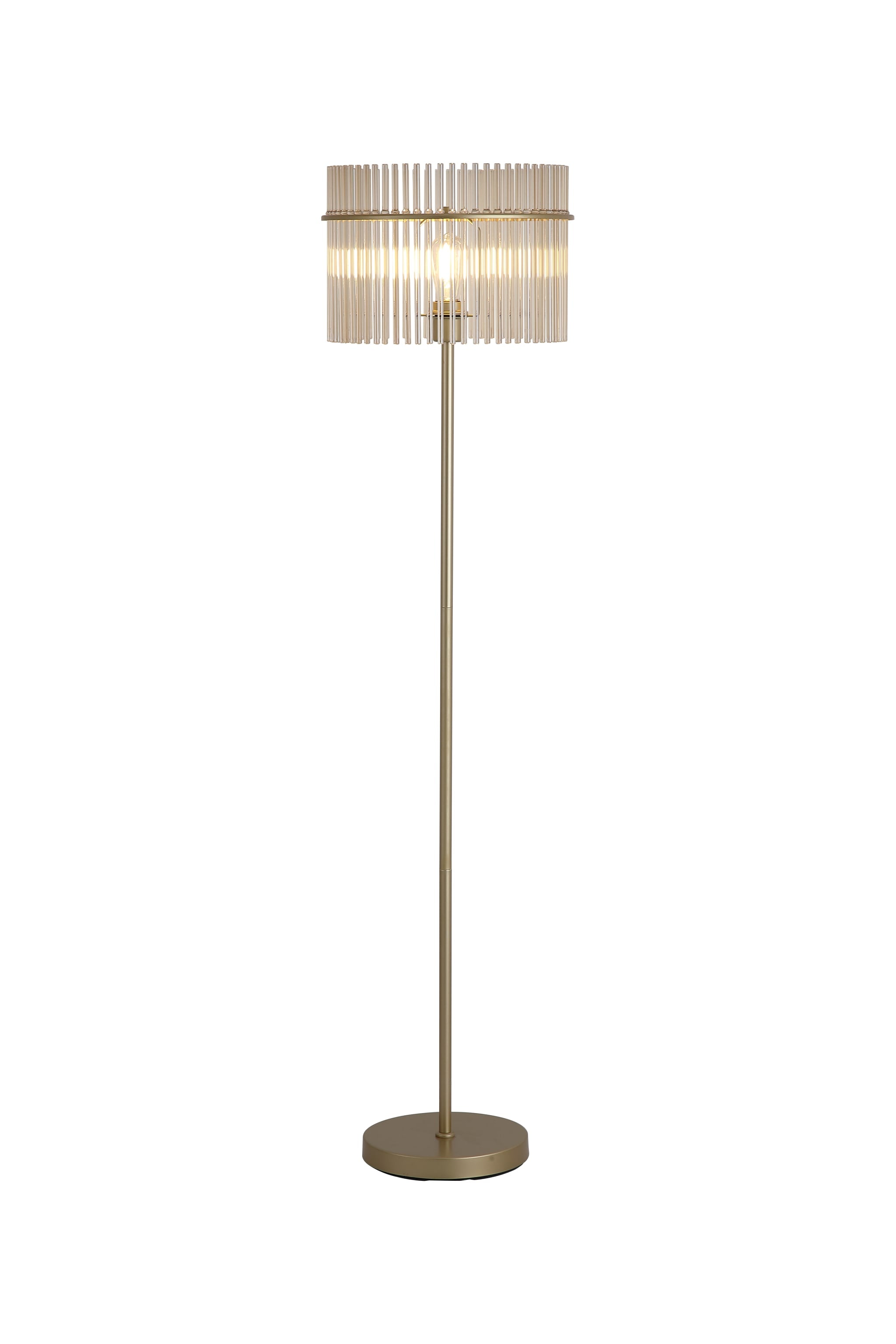 Swizzle 1Lt Floor Lamp, Gold Metal with Champagne Rods