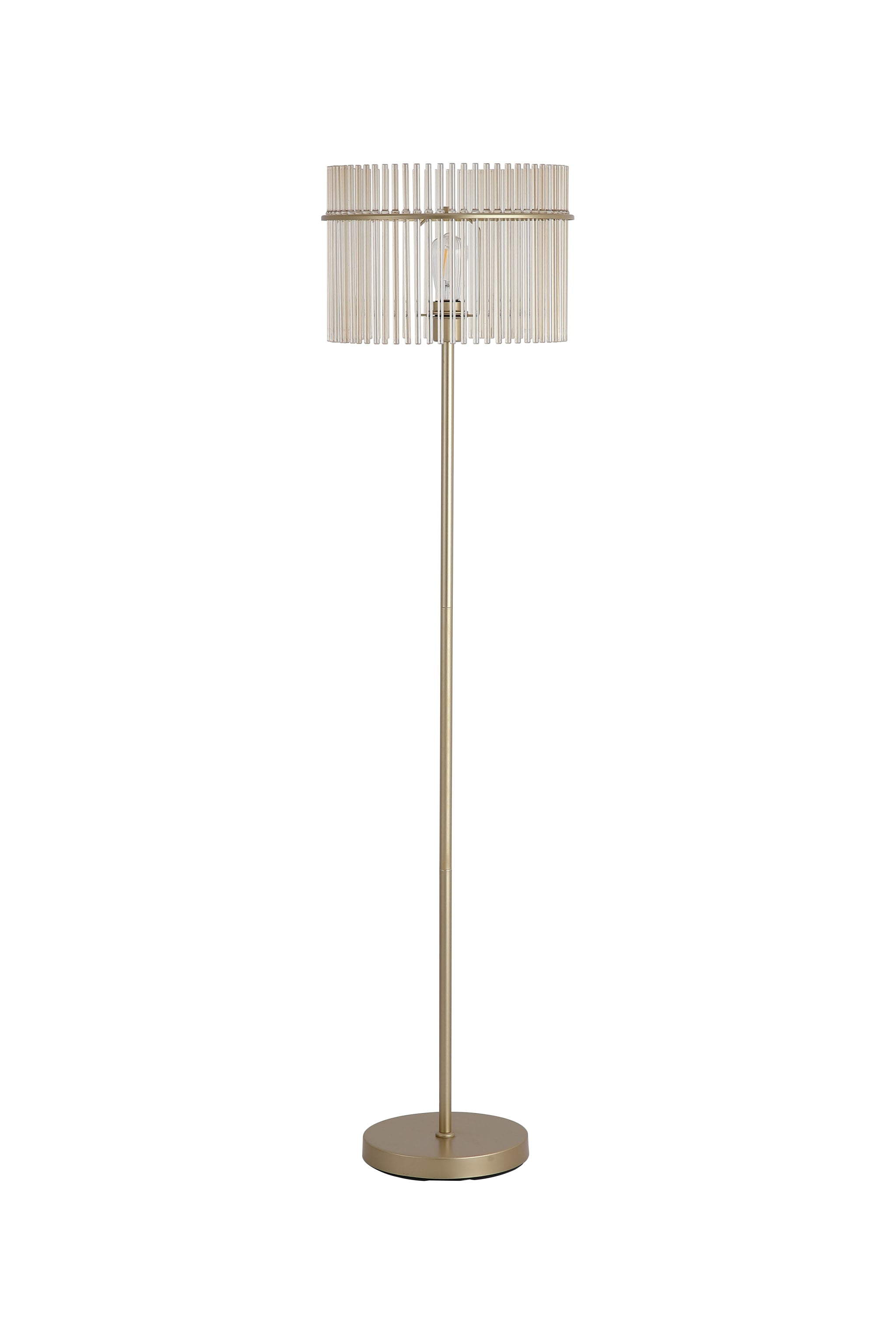 Swizzle 1Lt Floor Lamp, Gold Metal with Champagne Rods