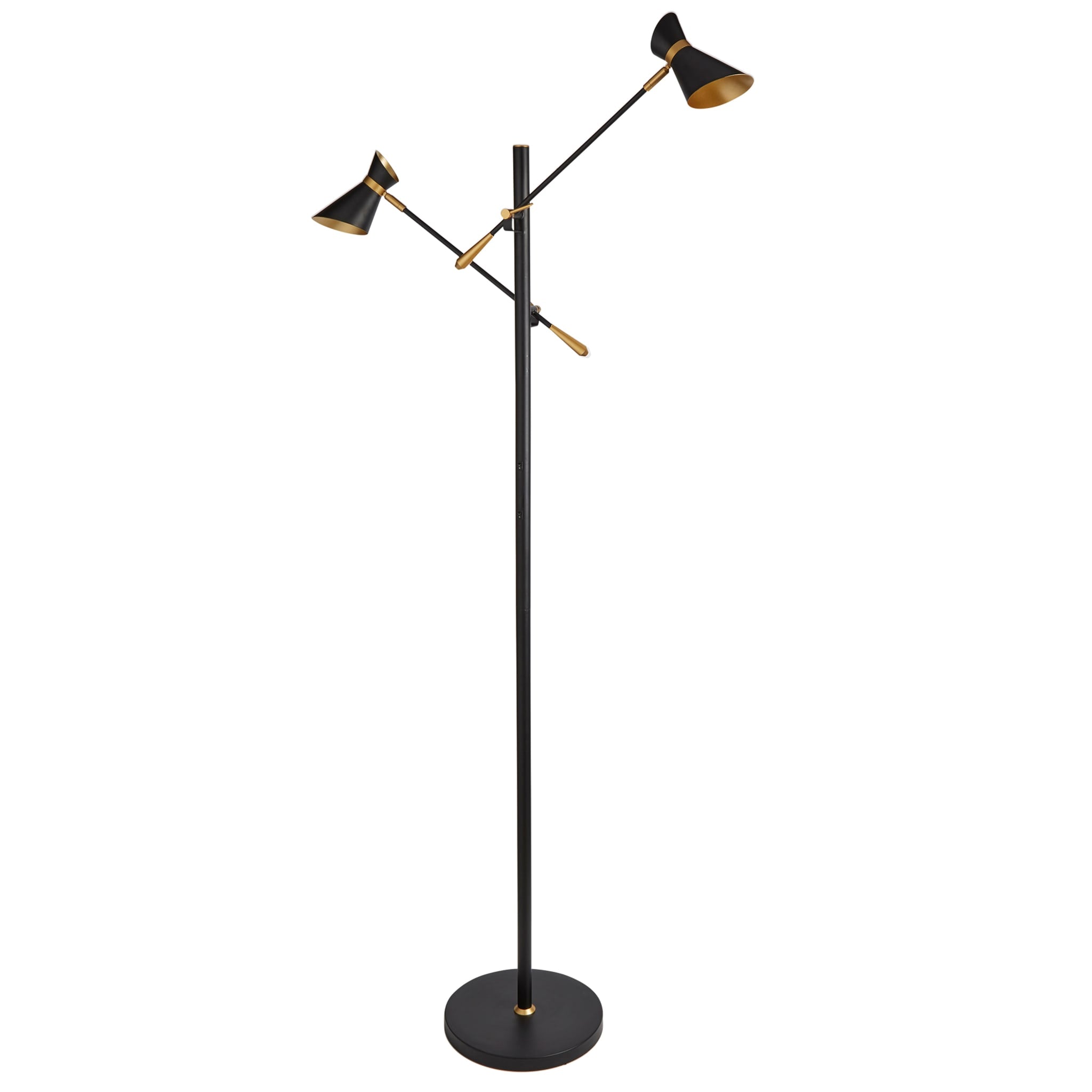Diablo 2Lt Floor Lamp - Black & Gold Metal
