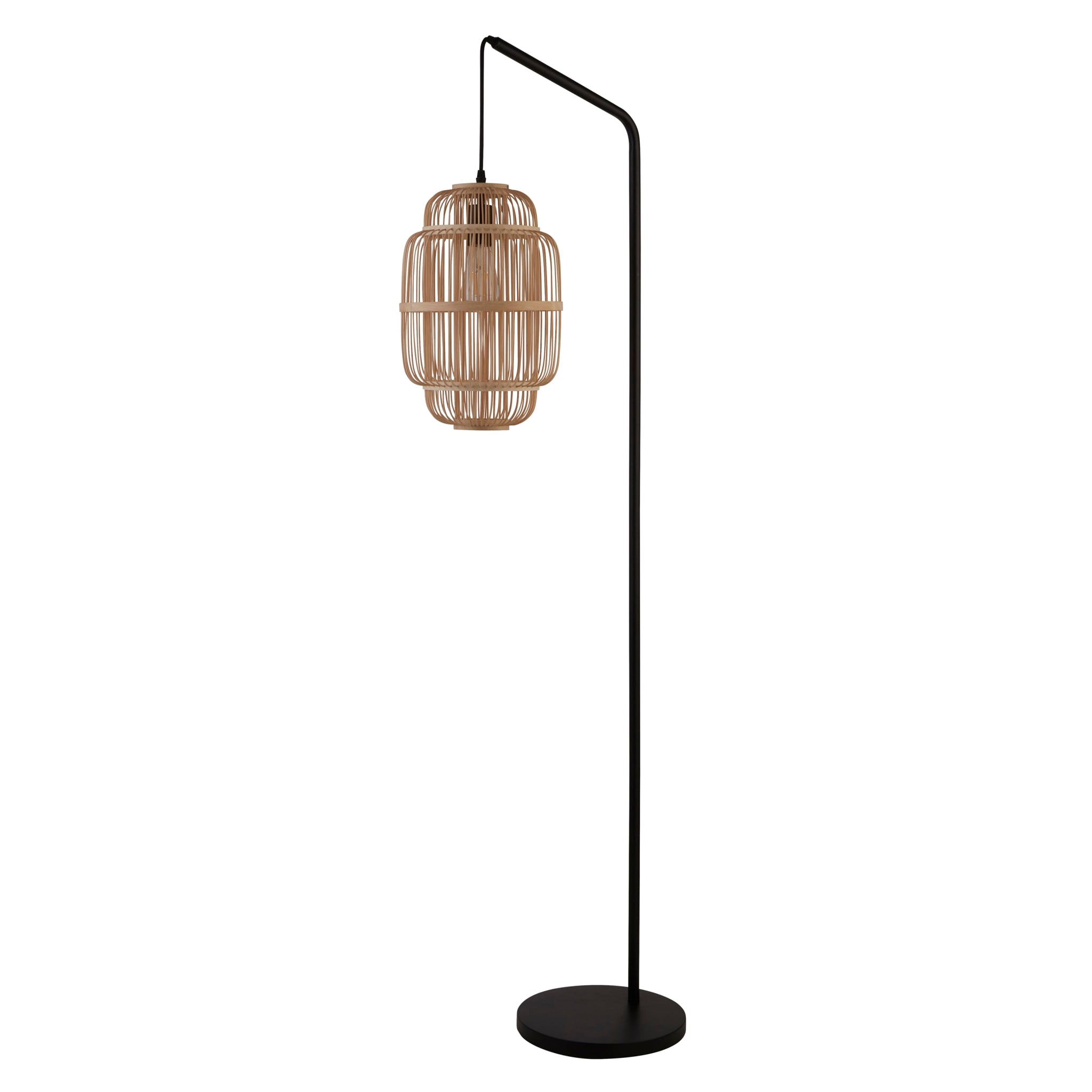 x Java Floor Lamp - Black Metal & Bamboo Shade