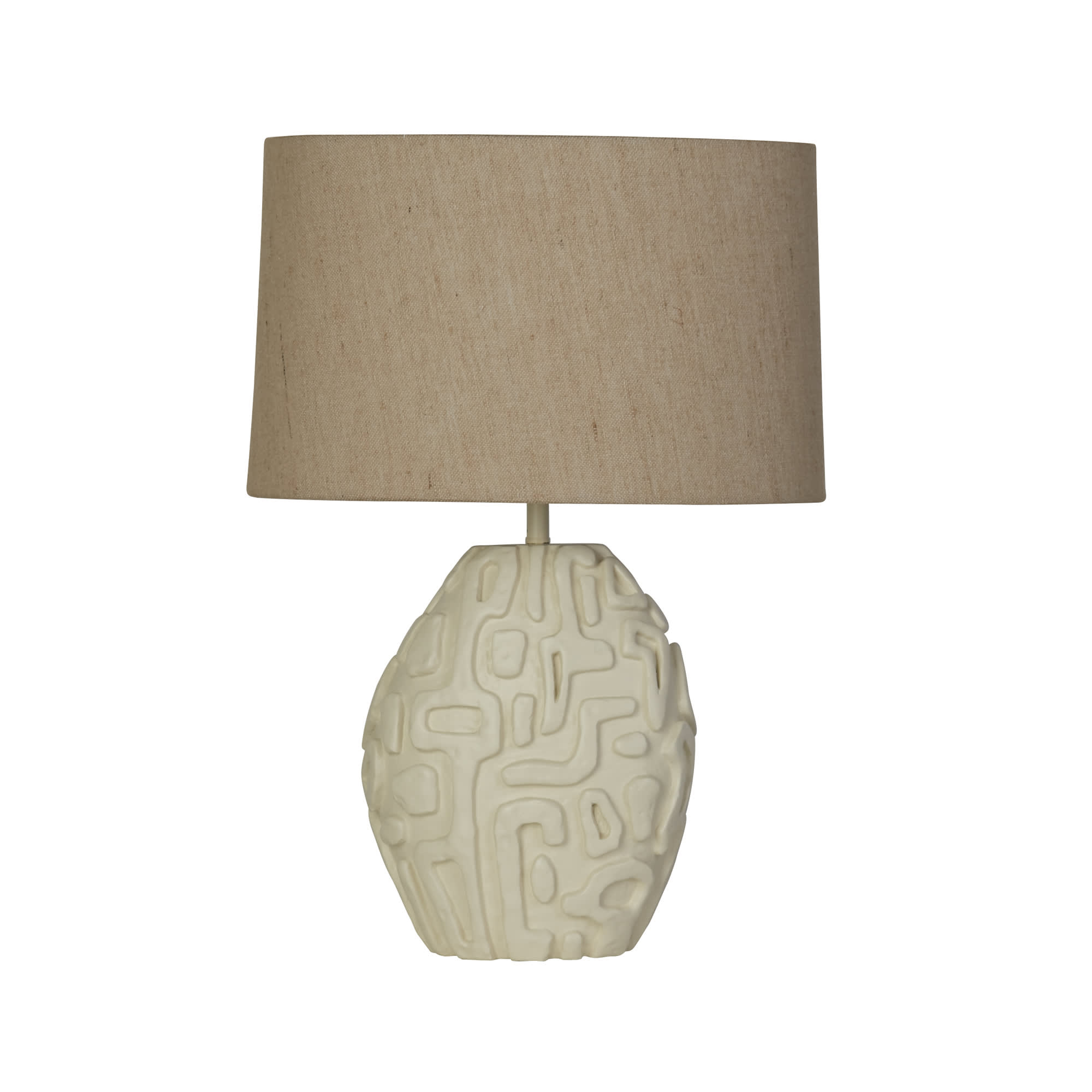 Adelaide 1Lt Table Lamp, Cream Resin with Oatmeal Linen Shad