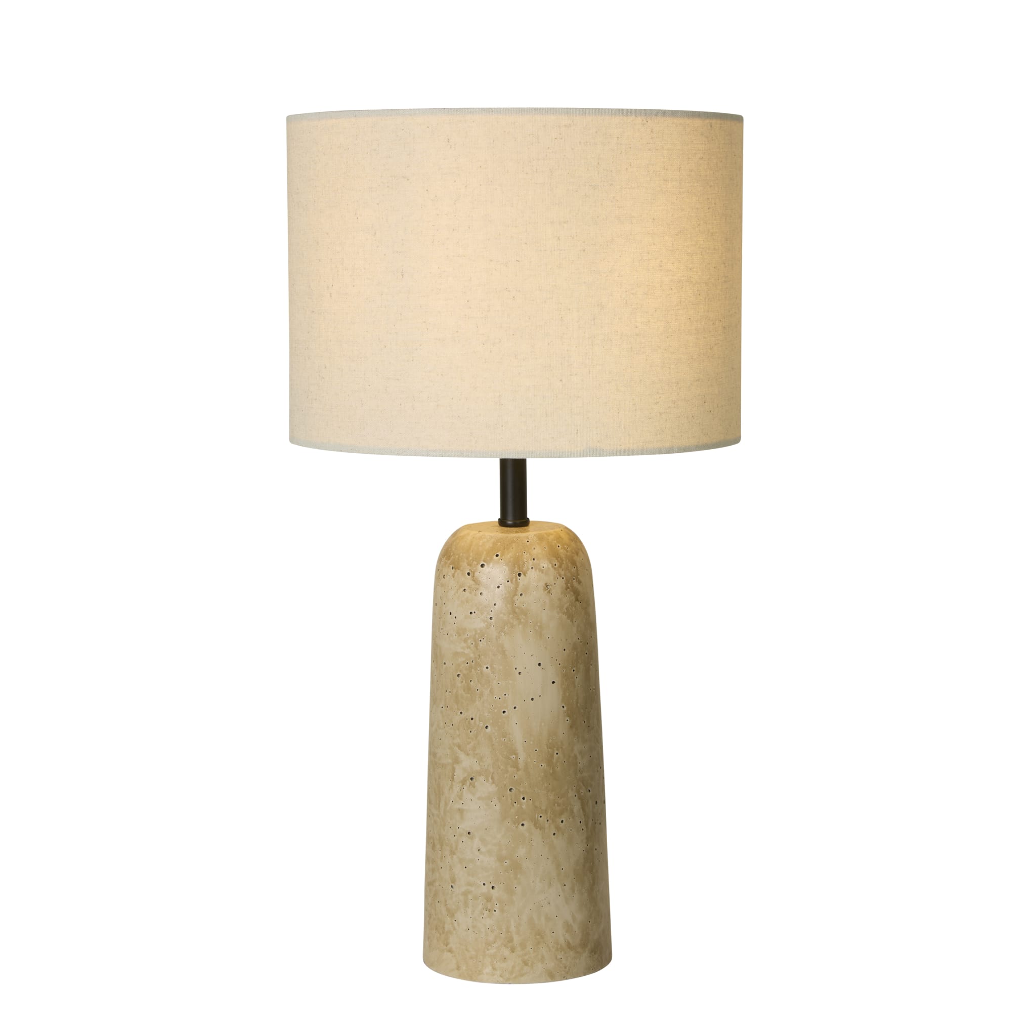 Agra Table Lamp - Travertine effect & Fabric Shade