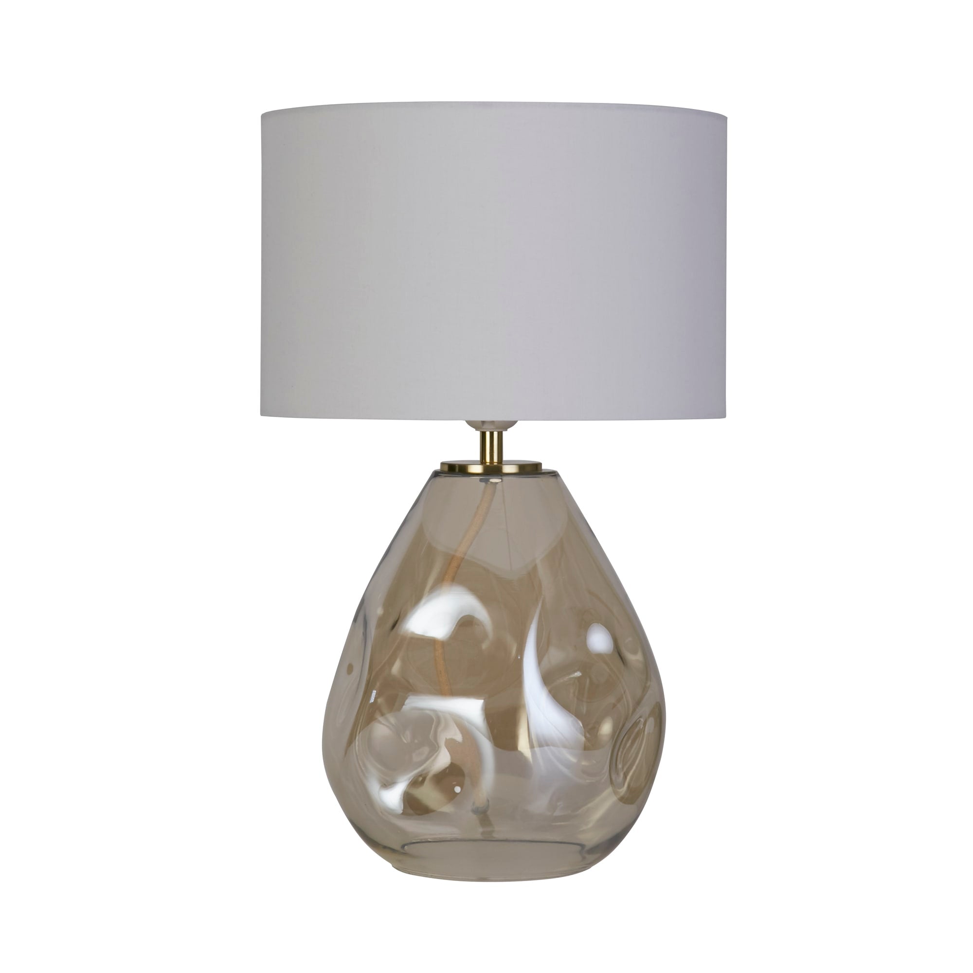 Devon 1Lt Table Lamp, Champagne Punched Glass with Off White