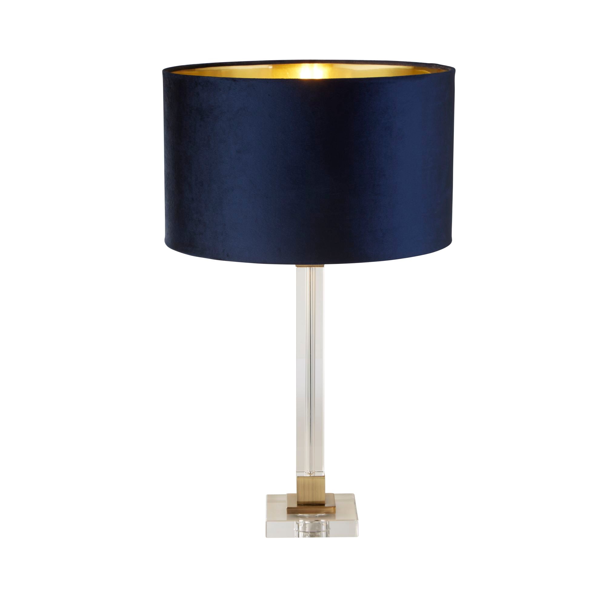 Scarborough Table Lamp - Crystal & Velvet Brass and Navy Velvet