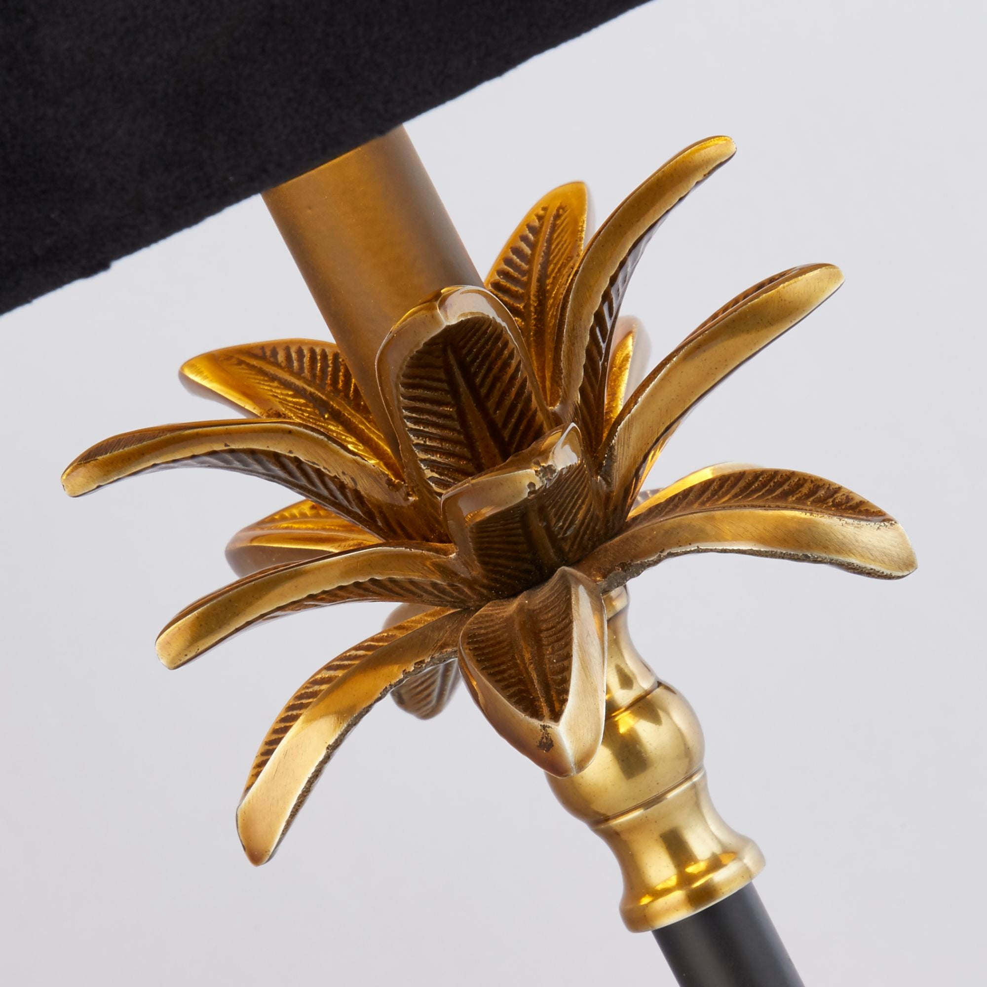 Base Only - Palm Table Lamp - Satin Brass & Black Metal Matt Black and Antique Brass