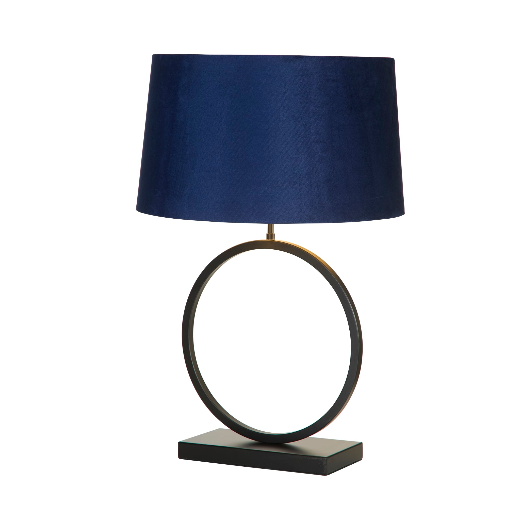 Elegant Table Lamp - Matt Black Metal With Navy Shade