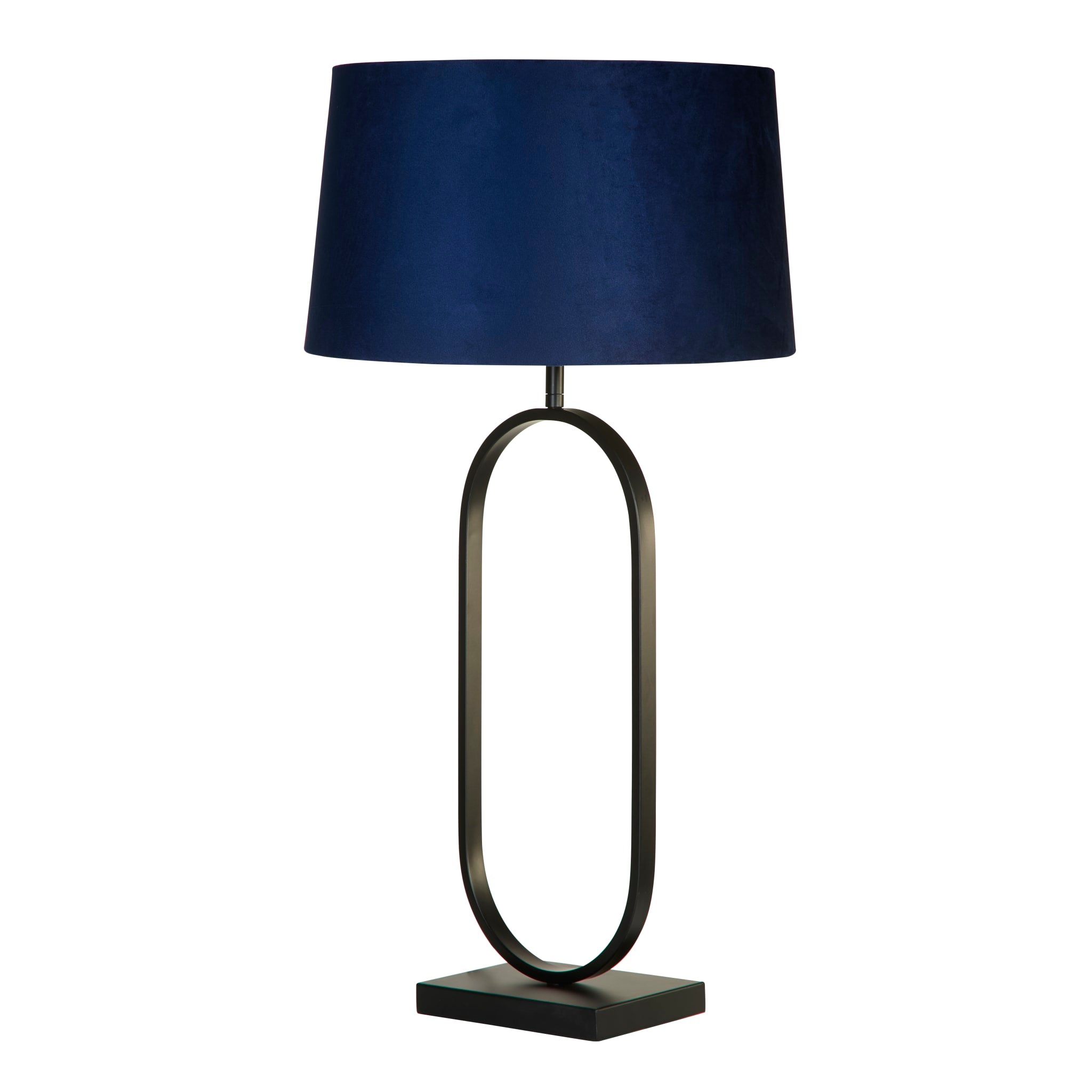 Modish Table Lamp - Matt Black Metal With Shade - Navy