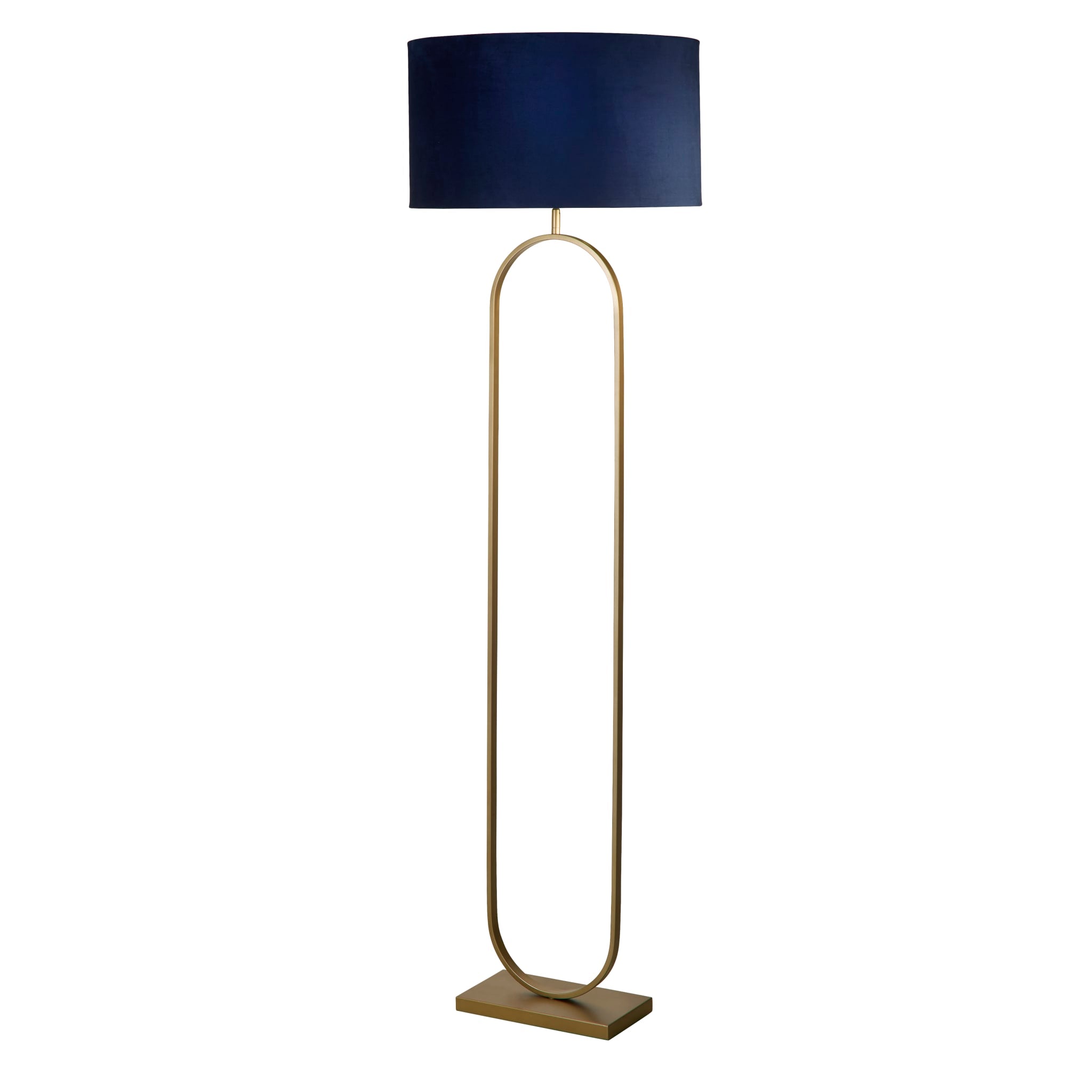 Modish Floor Lamp Bronze Metal with Navy Shade