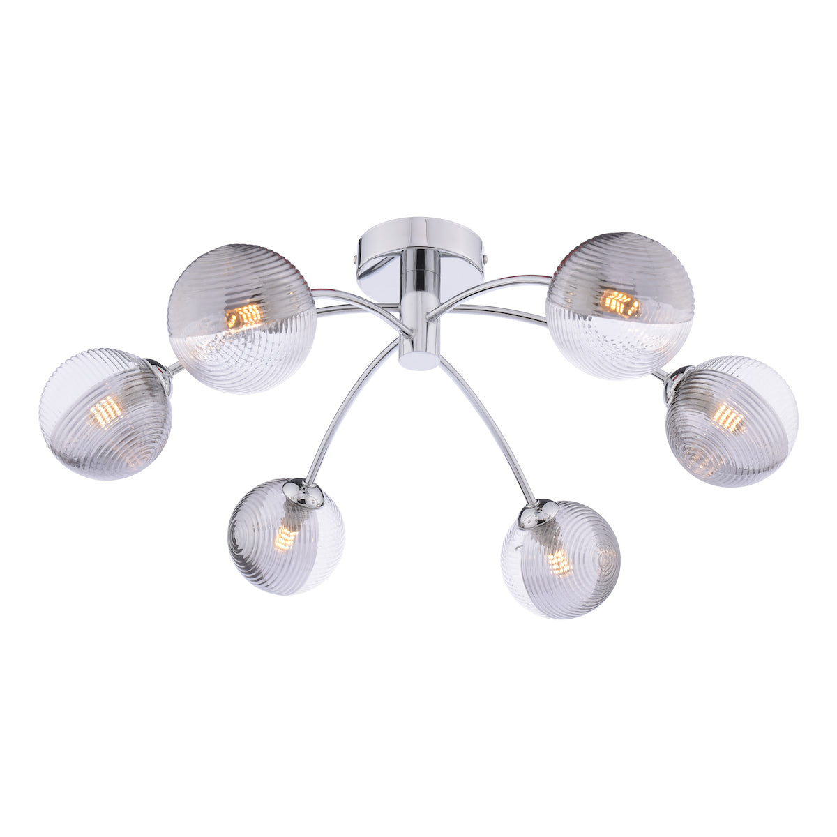 IZZY 6LT SEMI FLUSH POL CHR CW SMOKED/CLR GLS