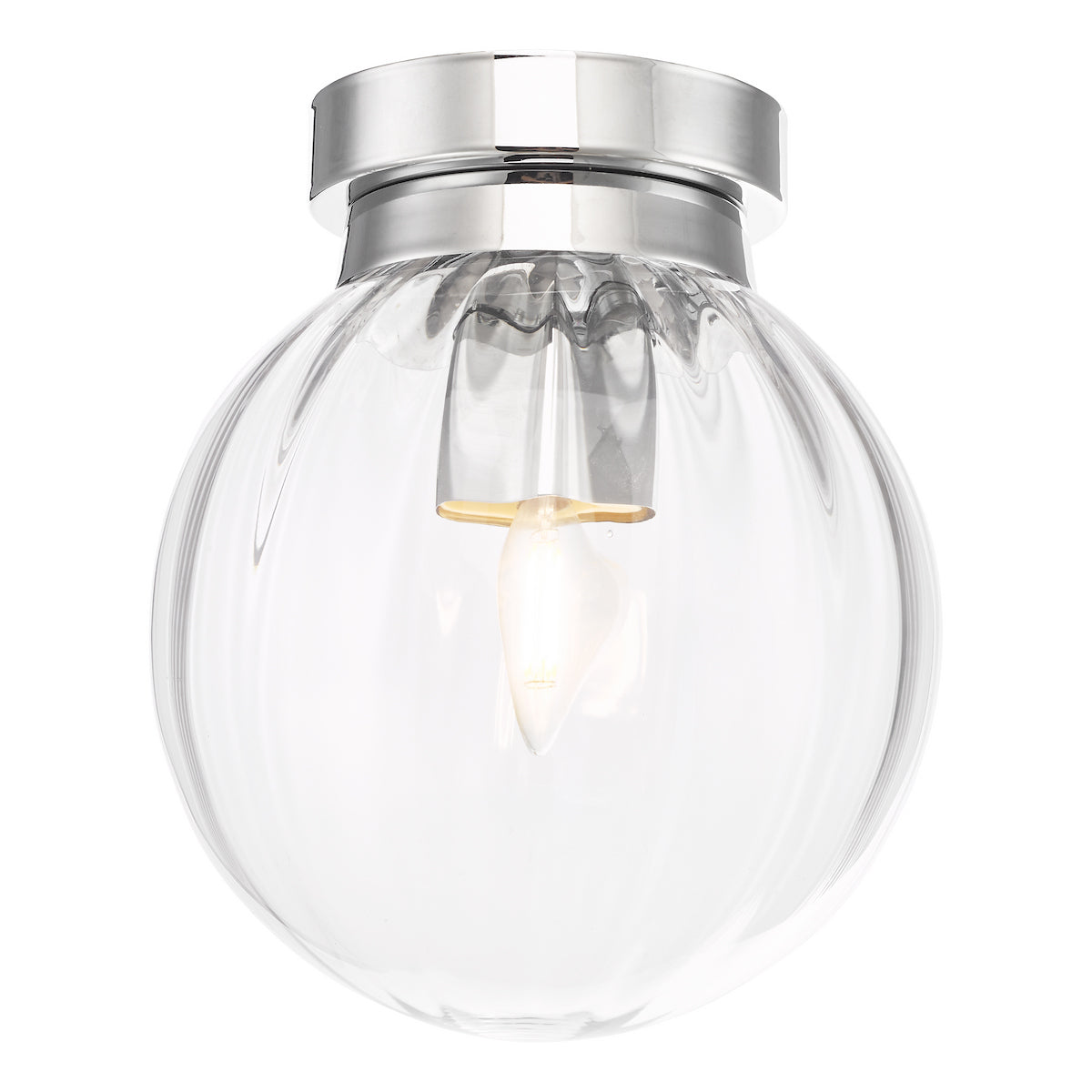 KAVI 1LT FLUSH POLISHED CHROME RIBBED GLASS IP44