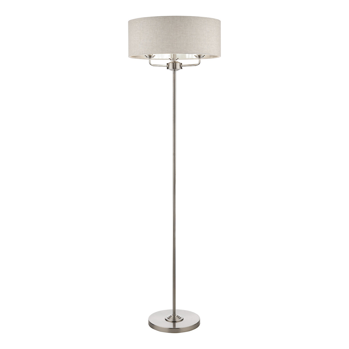 Laura Ashley Sorrento 3 Light Floor Lamp Satin Nickel With Natural Shade