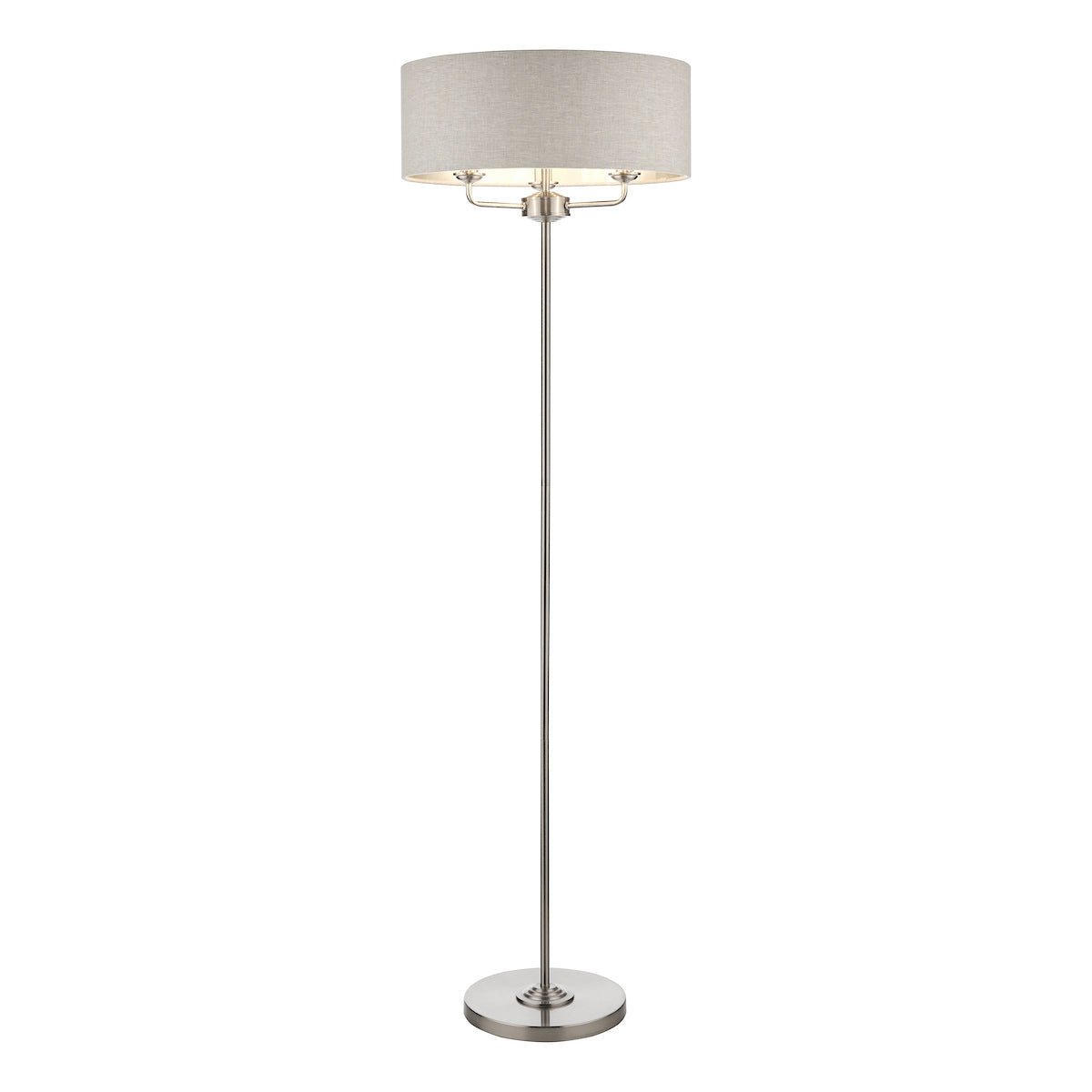 Laura Ashley Sorrento 3 Light Floor Lamp Satin Nickel With Natural Shade