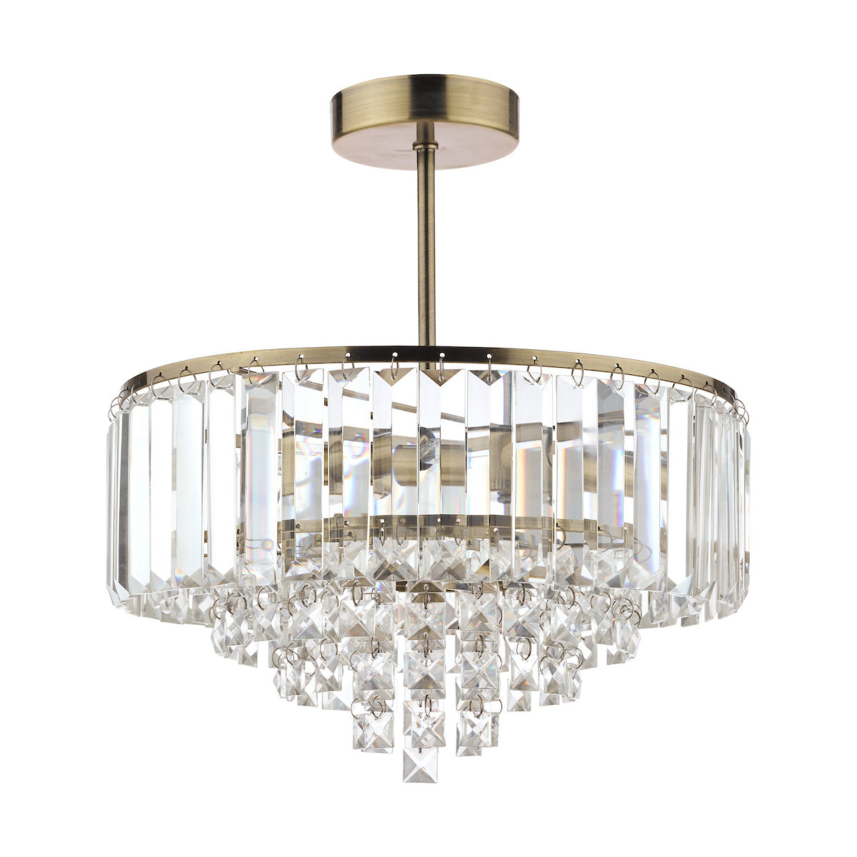 Laura Ashley Vienna 3lt Semi Flush Crystal & Antique Brass