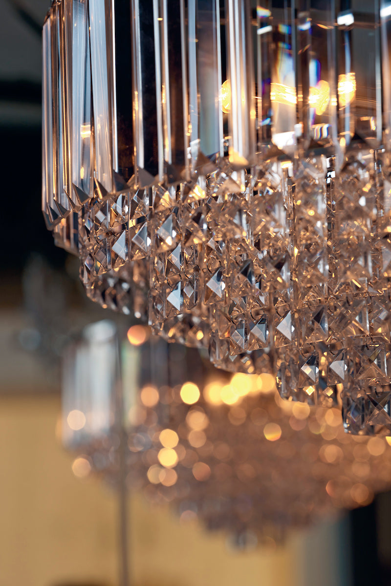 Laura Ashley Vienna 3lt Semi Flush Crystal & Antique Brass