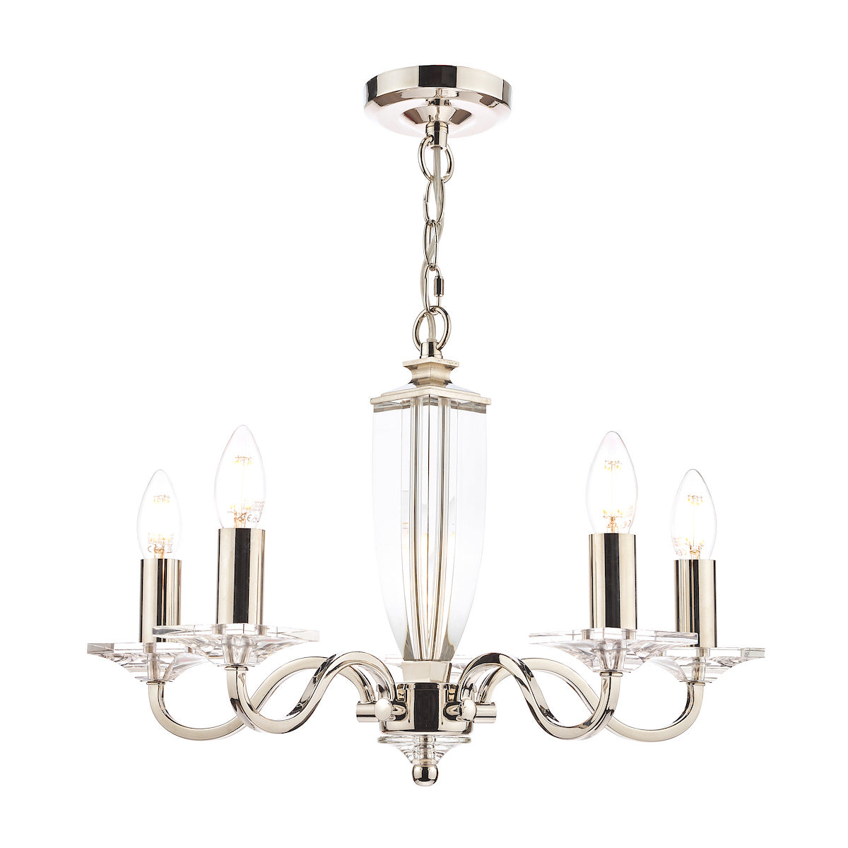 Laura Ashley Carson 5lt Chandelier Cut Glass & Polished Nickel
