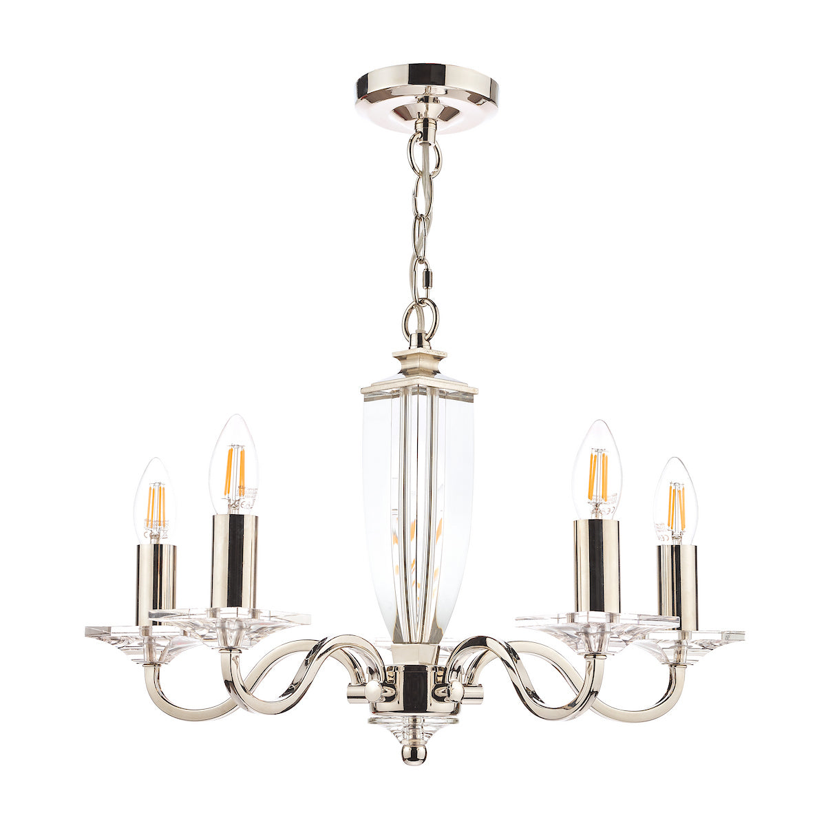 Laura Ashley Carson 5lt Chandelier Cut Glass & Polished Nickel