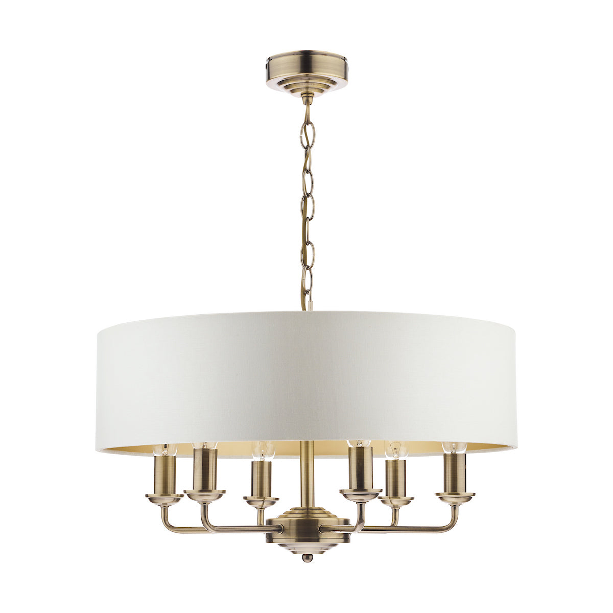 Laura Ashley Sorrento 6 Light Pendant Antique Brass With Ivory Shade