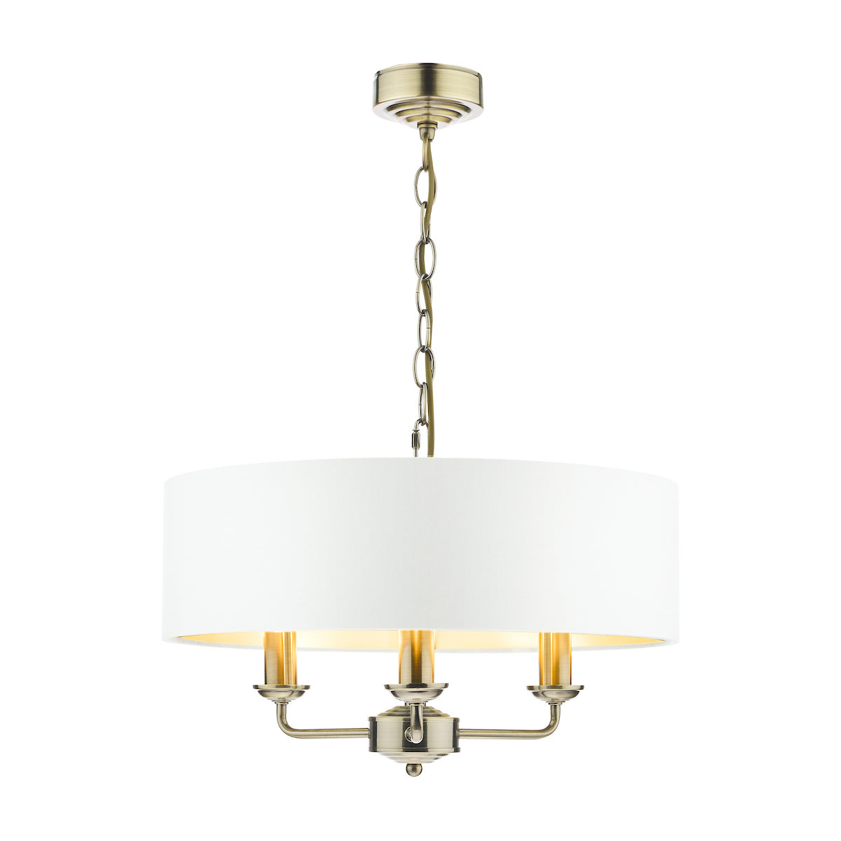 Laura Ashley Sorrento 3 Light Shadelier Antique Brass With Ivory Shade
