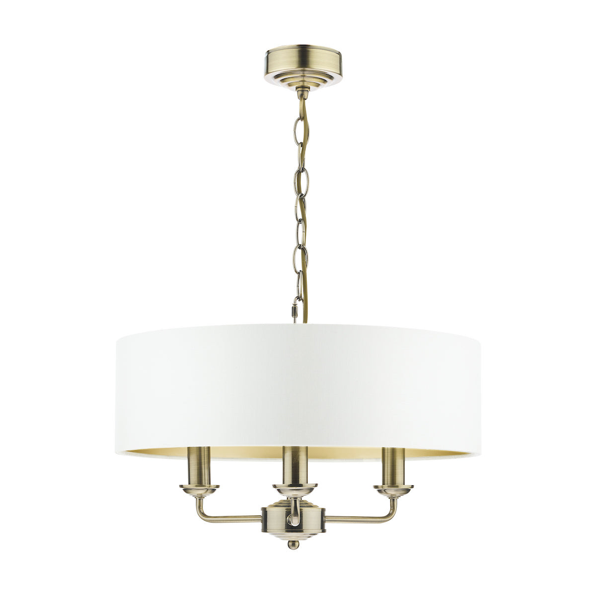 Laura Ashley Sorrento 3 Light Shadelier Antique Brass With Ivory Shade