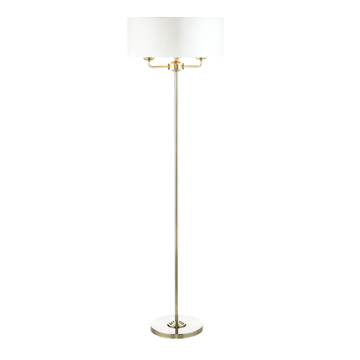 Laura Ashley Sorrento 3 Light Floor Lamp Antique Brass With Ivory Shade