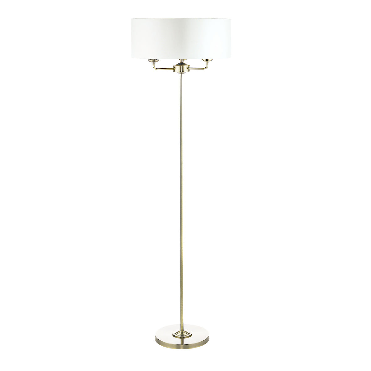Laura Ashley Sorrento 3 Light Floor Lamp Antique Brass With Ivory Shade
