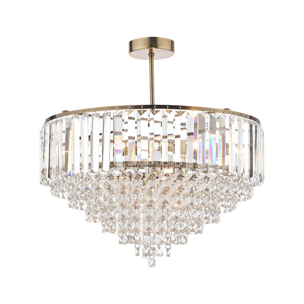 Laura Ashley Vienna 5lt Semi Flush Crystal & Antique Brass