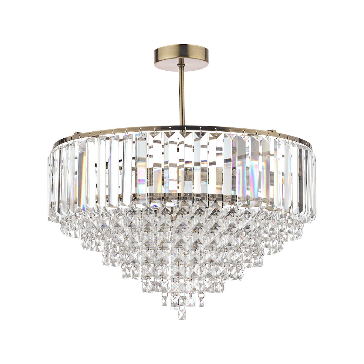 Laura Ashley Vienna 5lt Semi Flush Crystal & Antique Brass