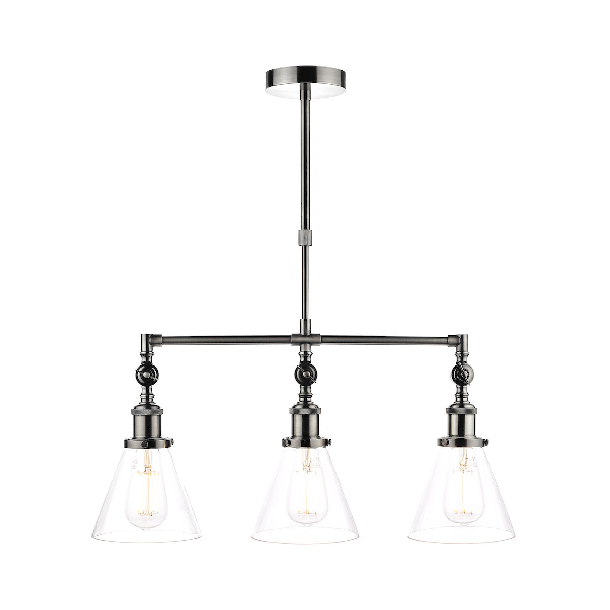 Laura Ashley Isaac 3lt Bar Pendant Satin Nickel Glass