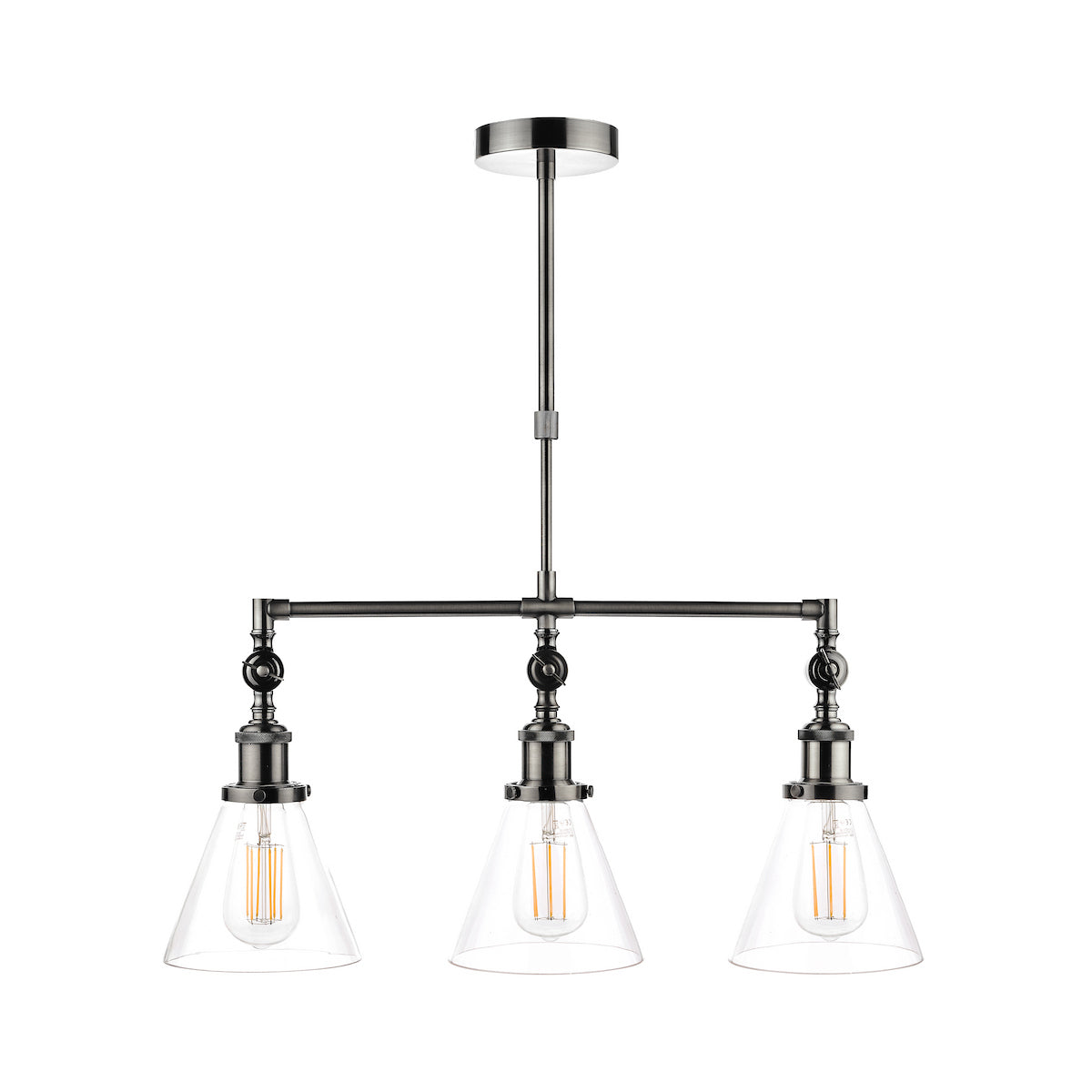 Laura Ashley Isaac 3lt Bar Pendant Satin Nickel Glass