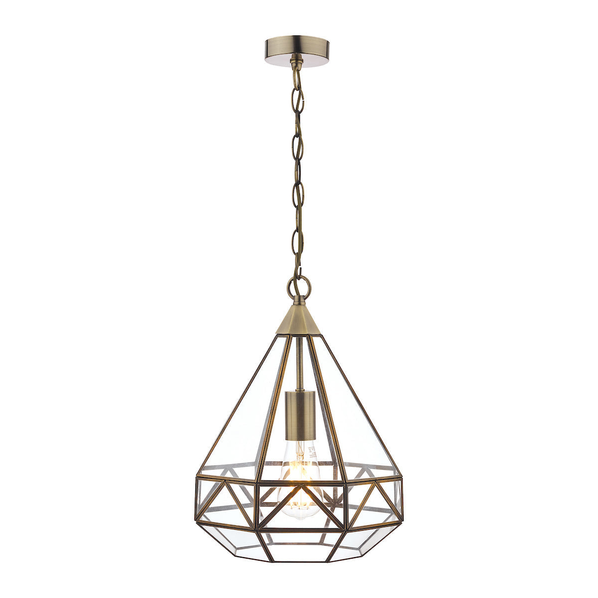 Laura Ashley Zaria Pendant Antique Brass Glass