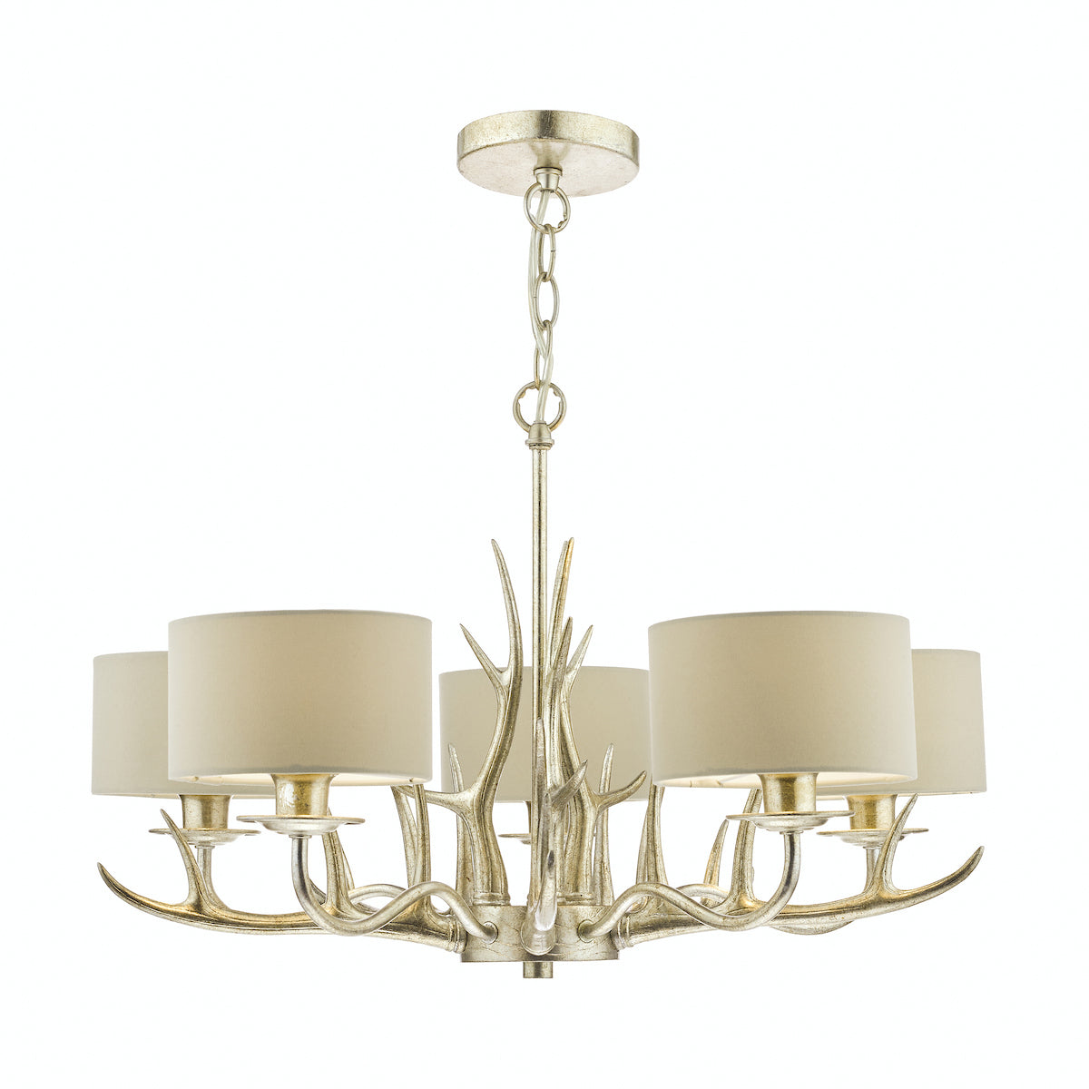 Laura Ashley Mulroy 5lt Antler Chandelier Champagne With Shades