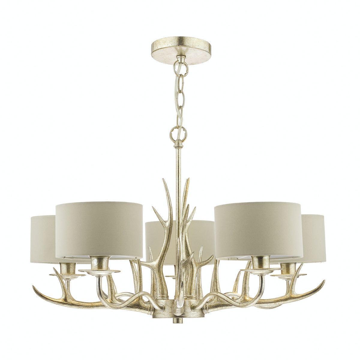 Laura Ashley Mulroy 5lt Antler Chandelier Champagne With Shades