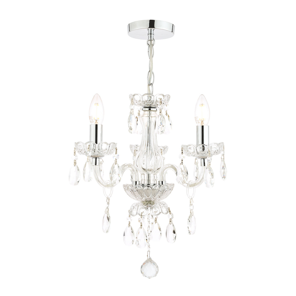 Laura Ashley Harriet 3 Light Crystal & Polished Chrome Chandelier