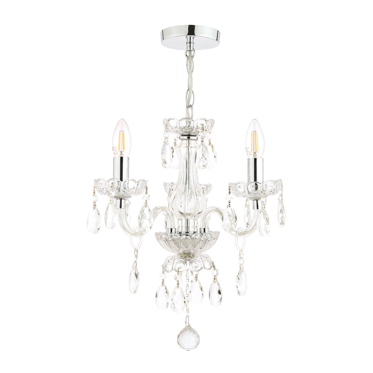 Laura Ashley Harriet 3 Light Crystal & Polished Chrome Chandelier