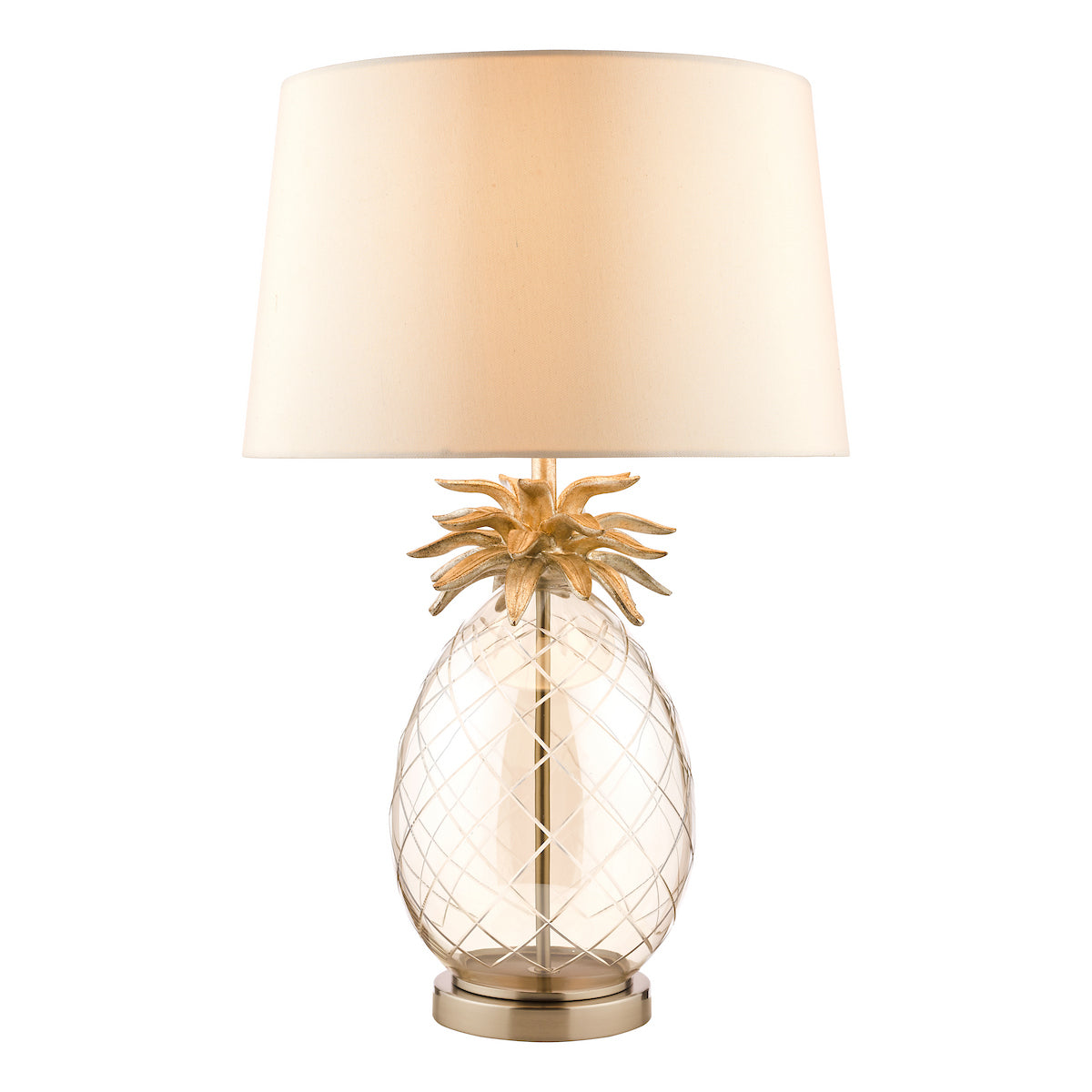 Laura Ashley Pineapple Large Table Lamp Champagne Cut Glass With Shade