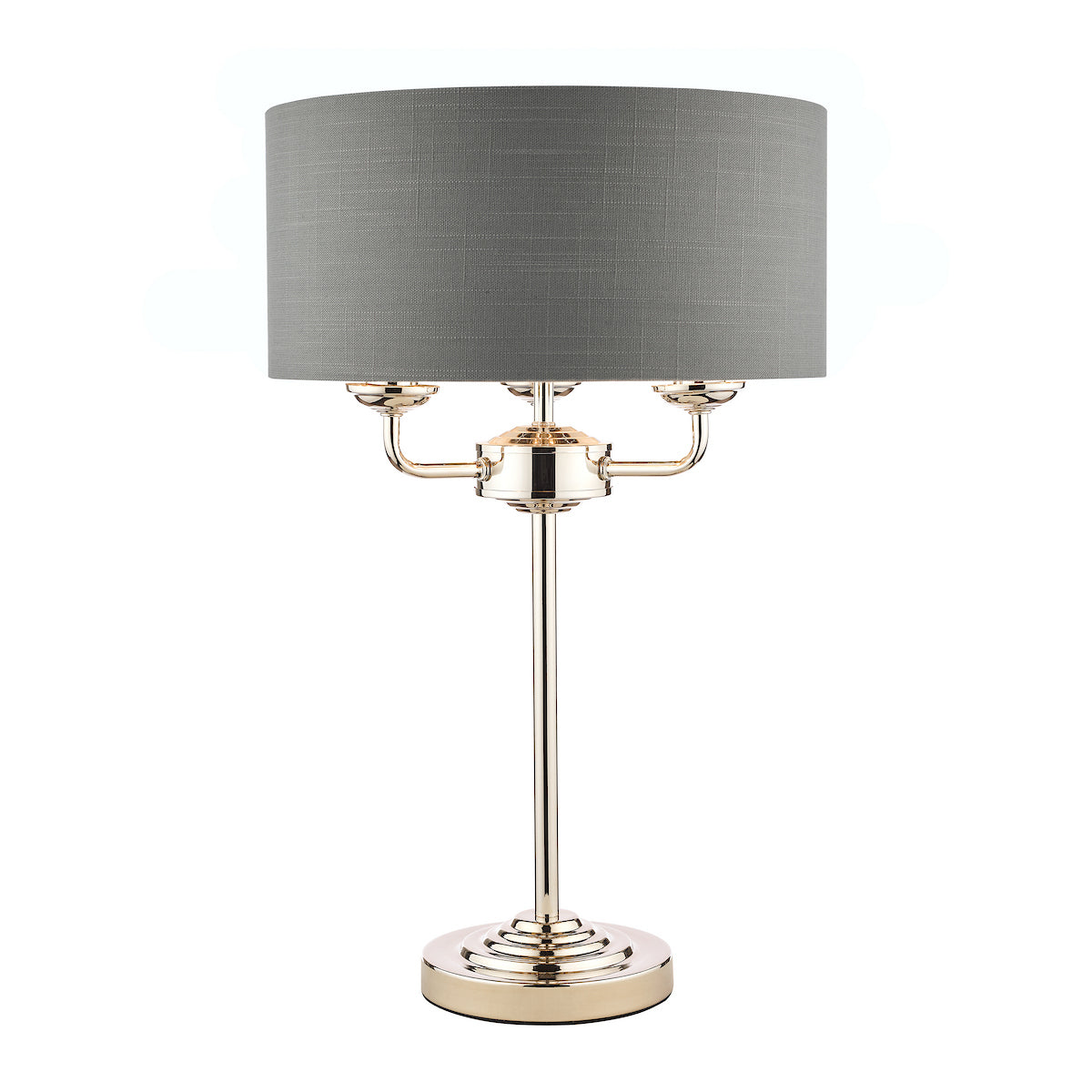 Laura Ashley Sorrento 3 Light Table Lamp Polished Nickel With Charcoal Grey Shade