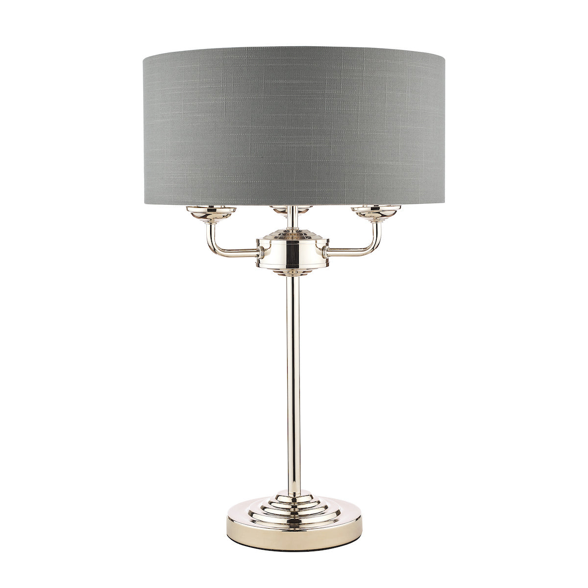 Laura Ashley Sorrento 3 Light Table Lamp Polished Nickel With Charcoal Grey Shade