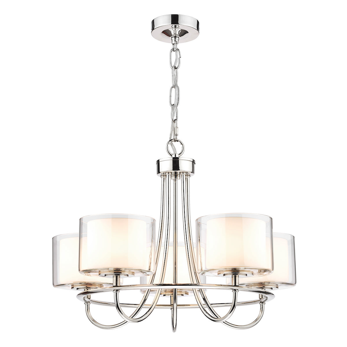 Laura Ashley Southwell 5lt Chandelier Polished Nickel & Glass Shades