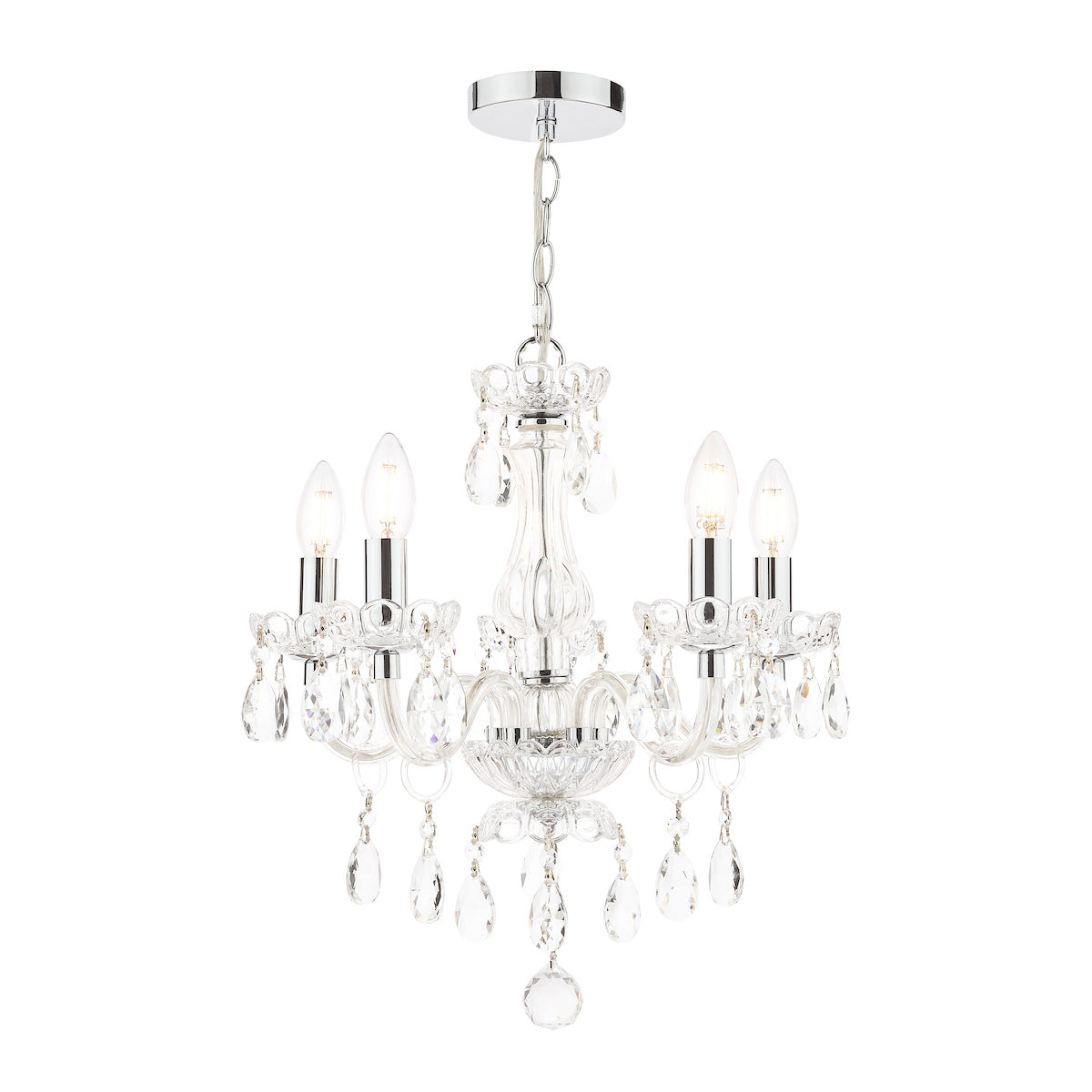 Laura Ashley Harriet 5 Light Crystal & Polished Chrome Chandelier