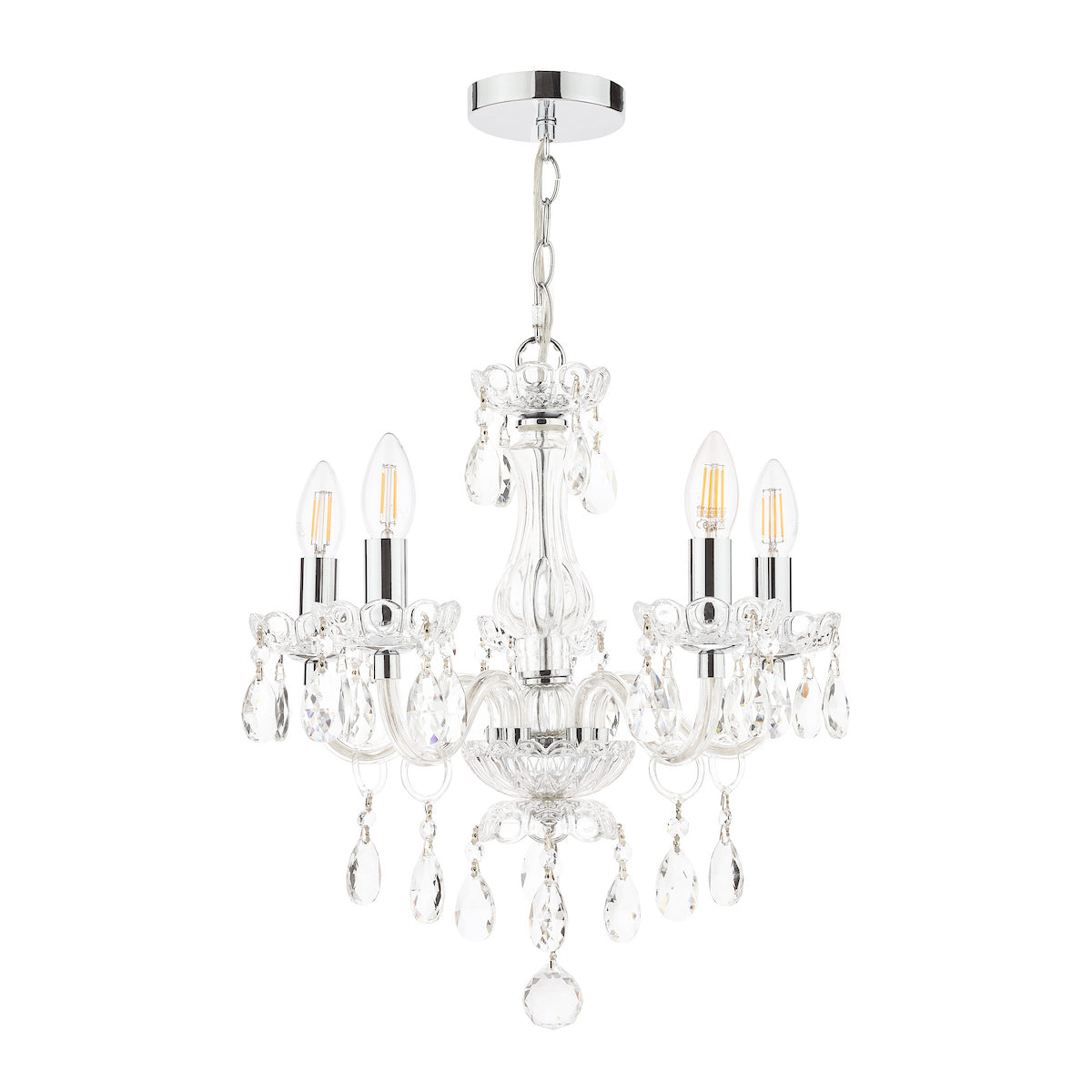 Laura Ashley Harriet 5 Light Crystal & Polished Chrome Chandelier