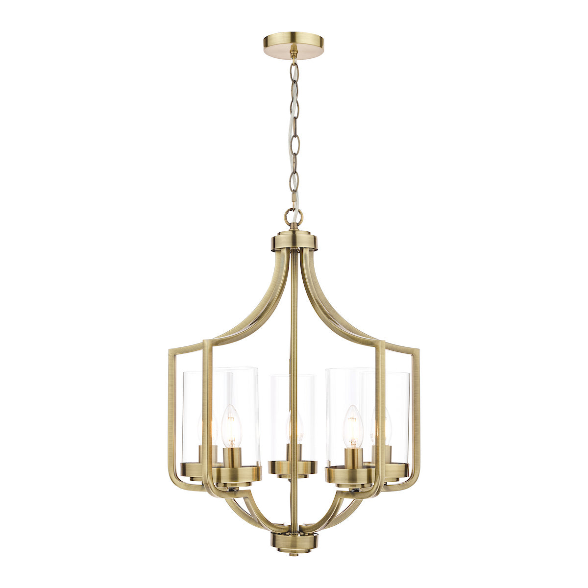 Laura Ashley Joseph 5lt Chandelier Antique Brass Glass