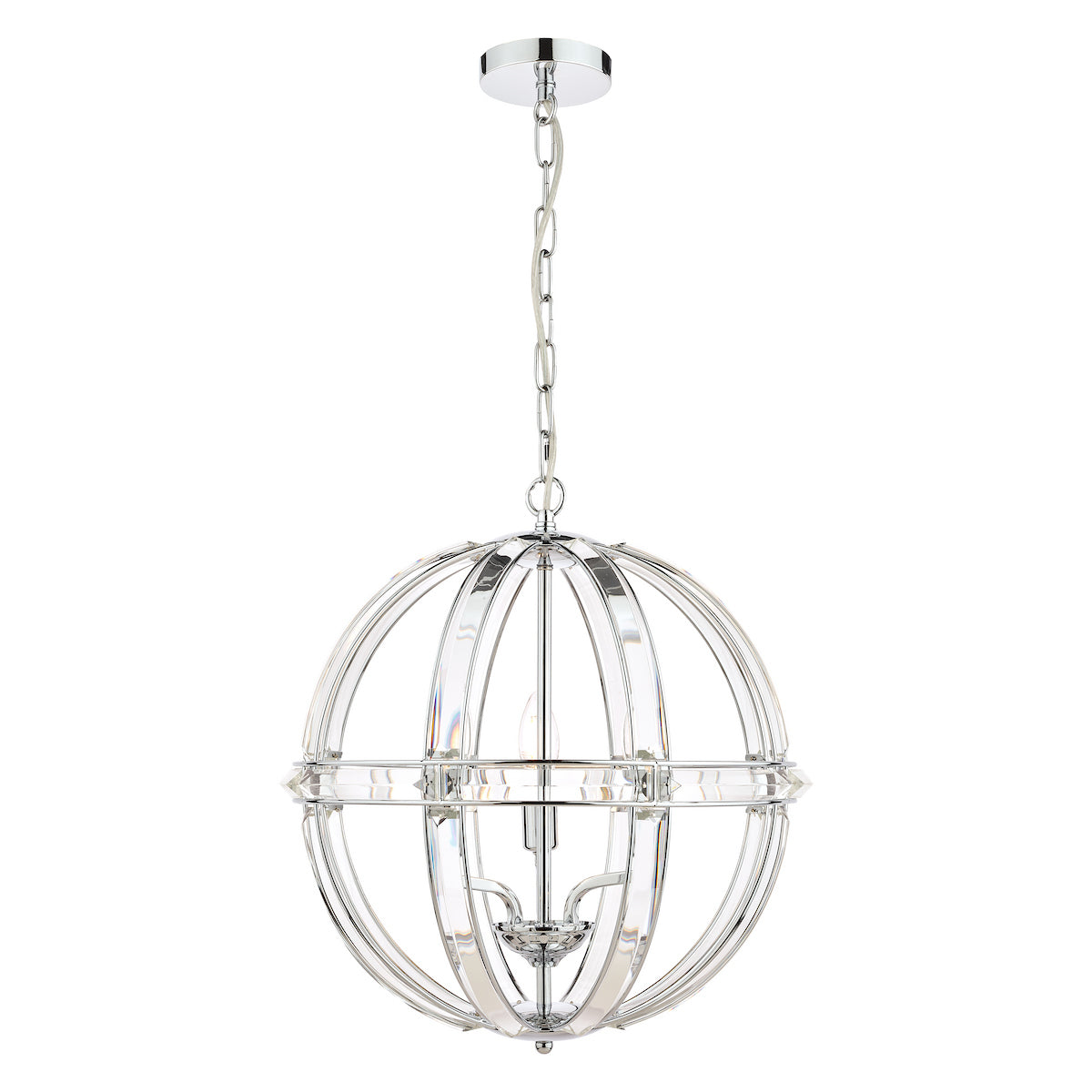 Laura Ashley Aidan Glass & Polished Chrome 3 Light Globe Chandelier