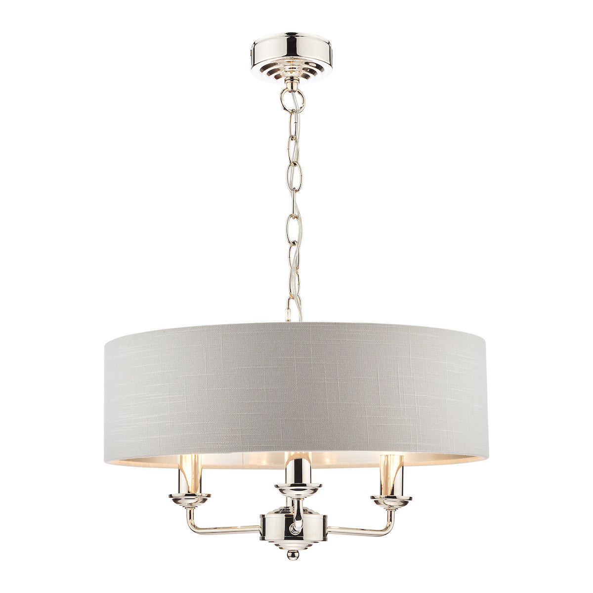 Laura Ashley Sorrento 3 Light Shadelier Polished Nickel With Silver Shade
