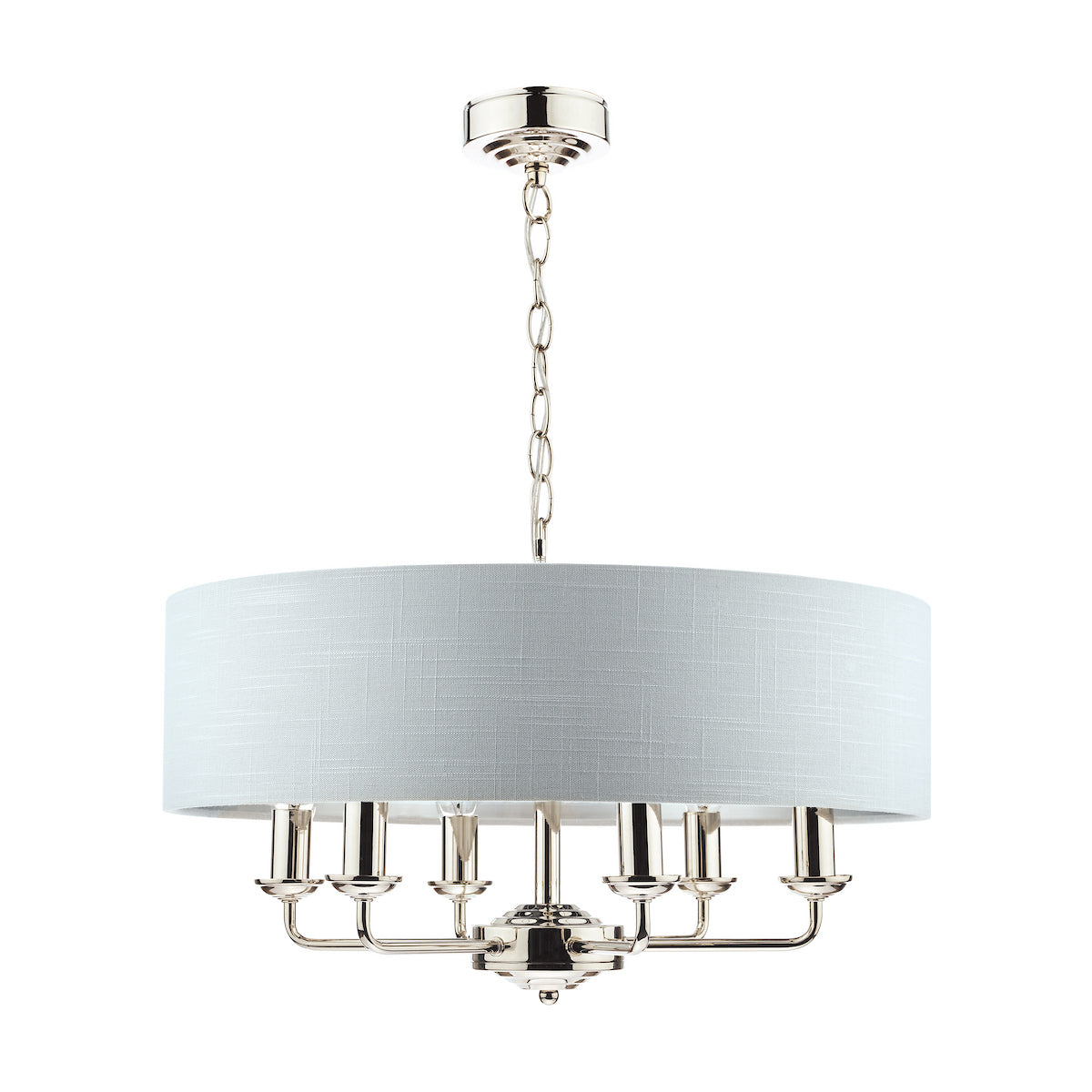 Laura Ashley Sorrento 6 Light Pendant Polished Nickel With Silver Shade